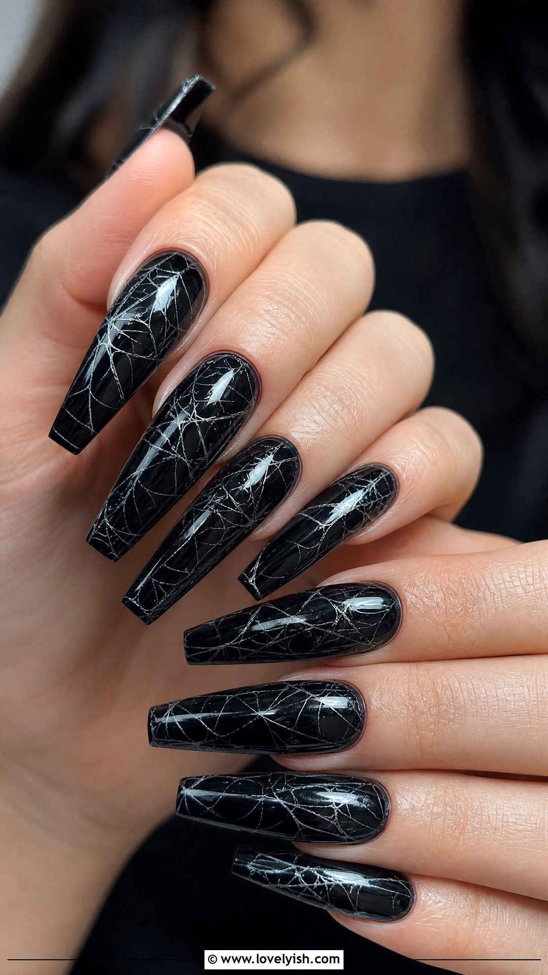 Black Cobweb Gothic Nails - 50 gothic nails - 50 gothic nails