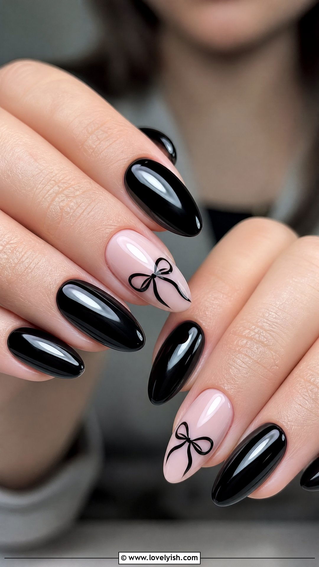 Black Coquette Bow Nails - 50 dark nail designs - 50 dark nail designs
