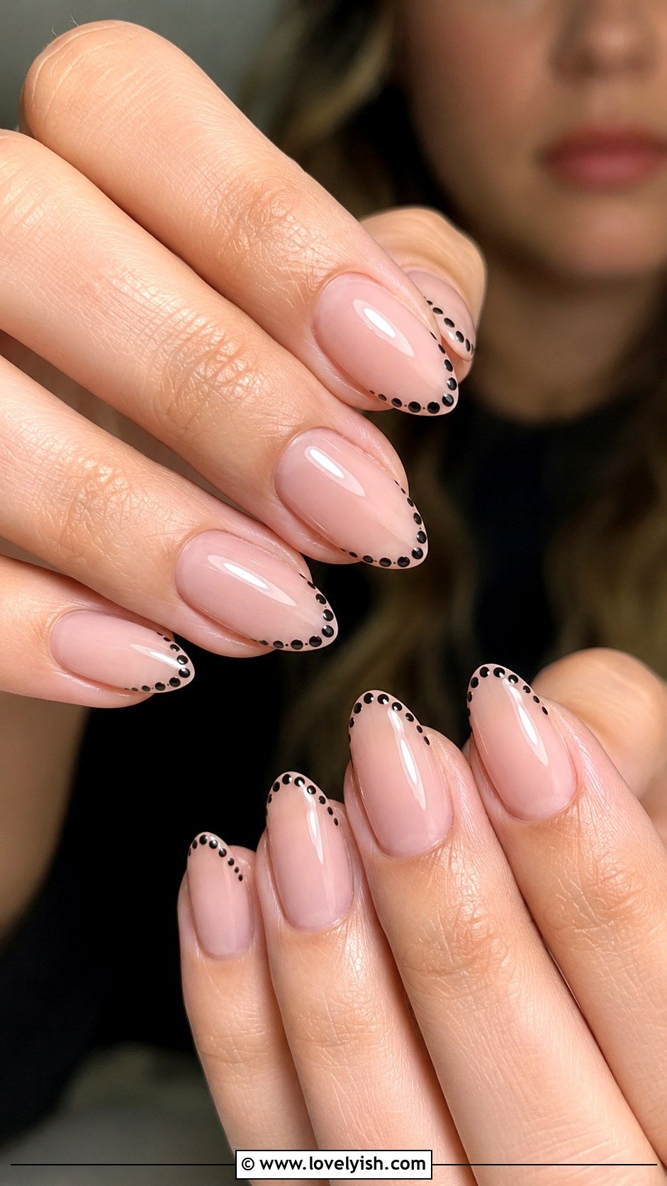 Black Dot French Tip Nails - 42 easy nail art ideas - 42 easy nail art ideas