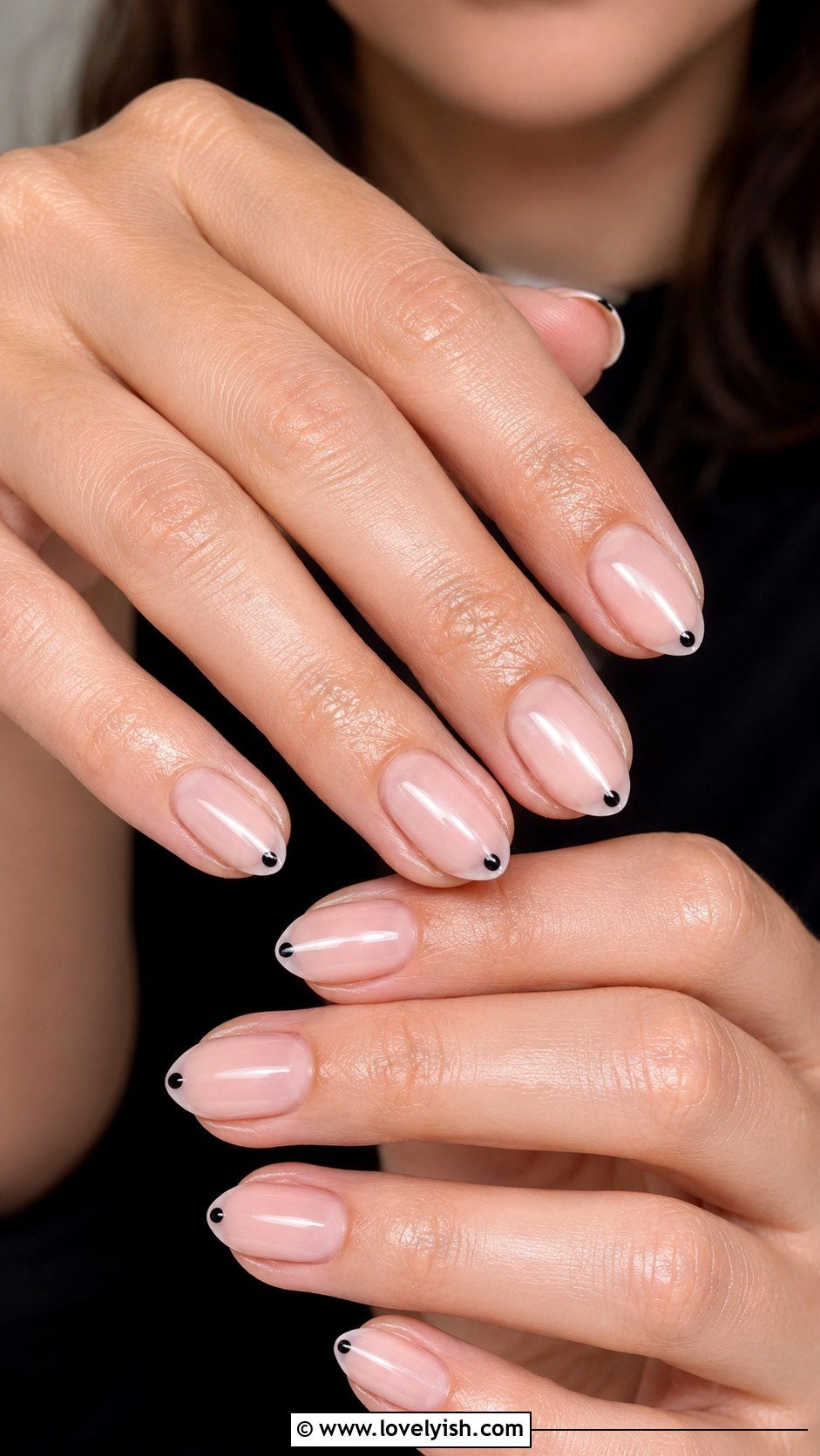 Black Dot French Tip Nails - 50 minimalist nails - 50 minimalist nails