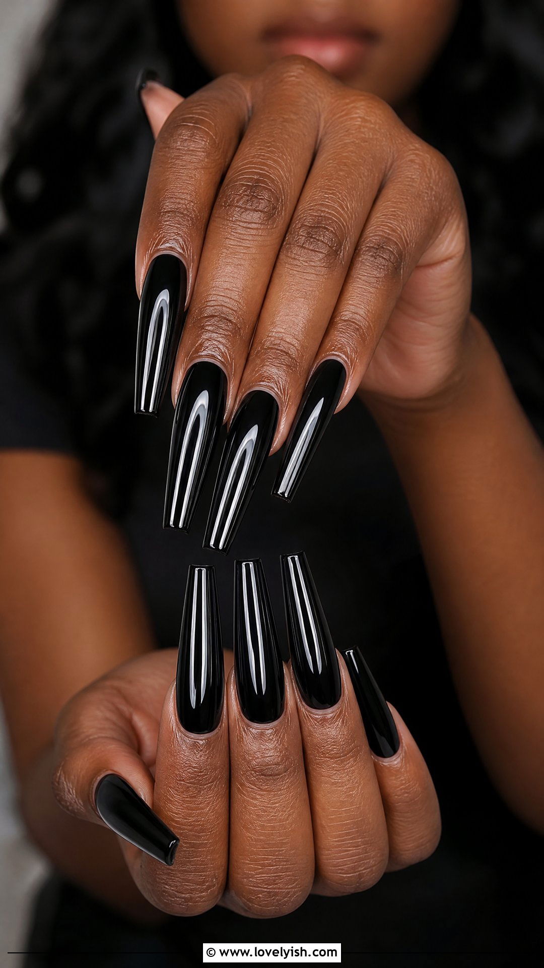 Black Extra Long Coffin Nails - 50 black nails - 50 black nails