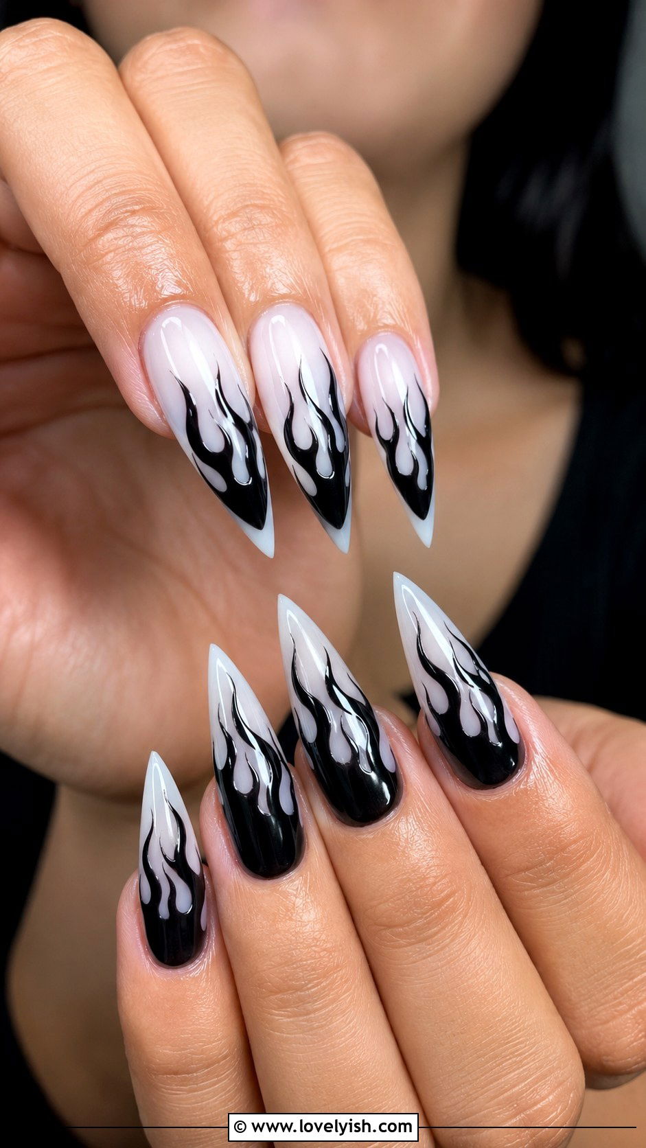 Black Flame Nails - 31 black nail design ideas - 31 black nail design ideas