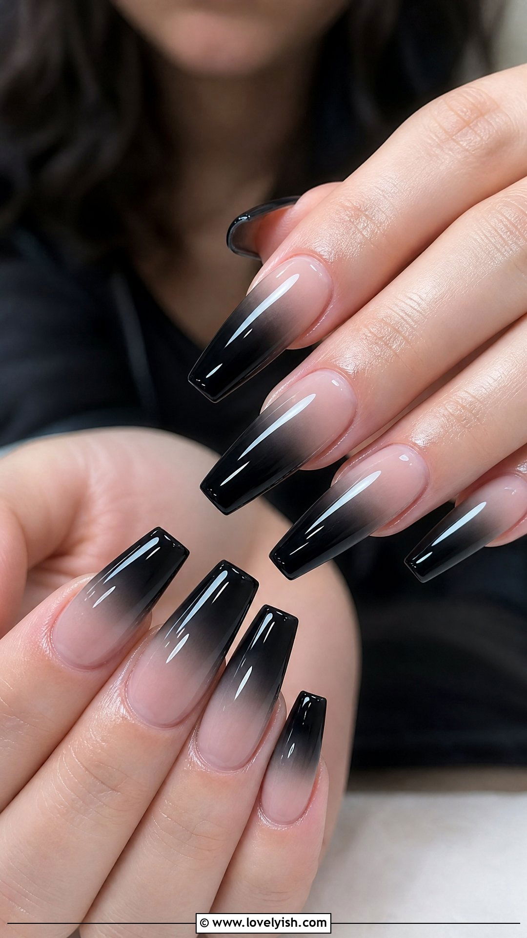 Black French Ombre Nails - 50 french ombre nails - 50 french ombre nails