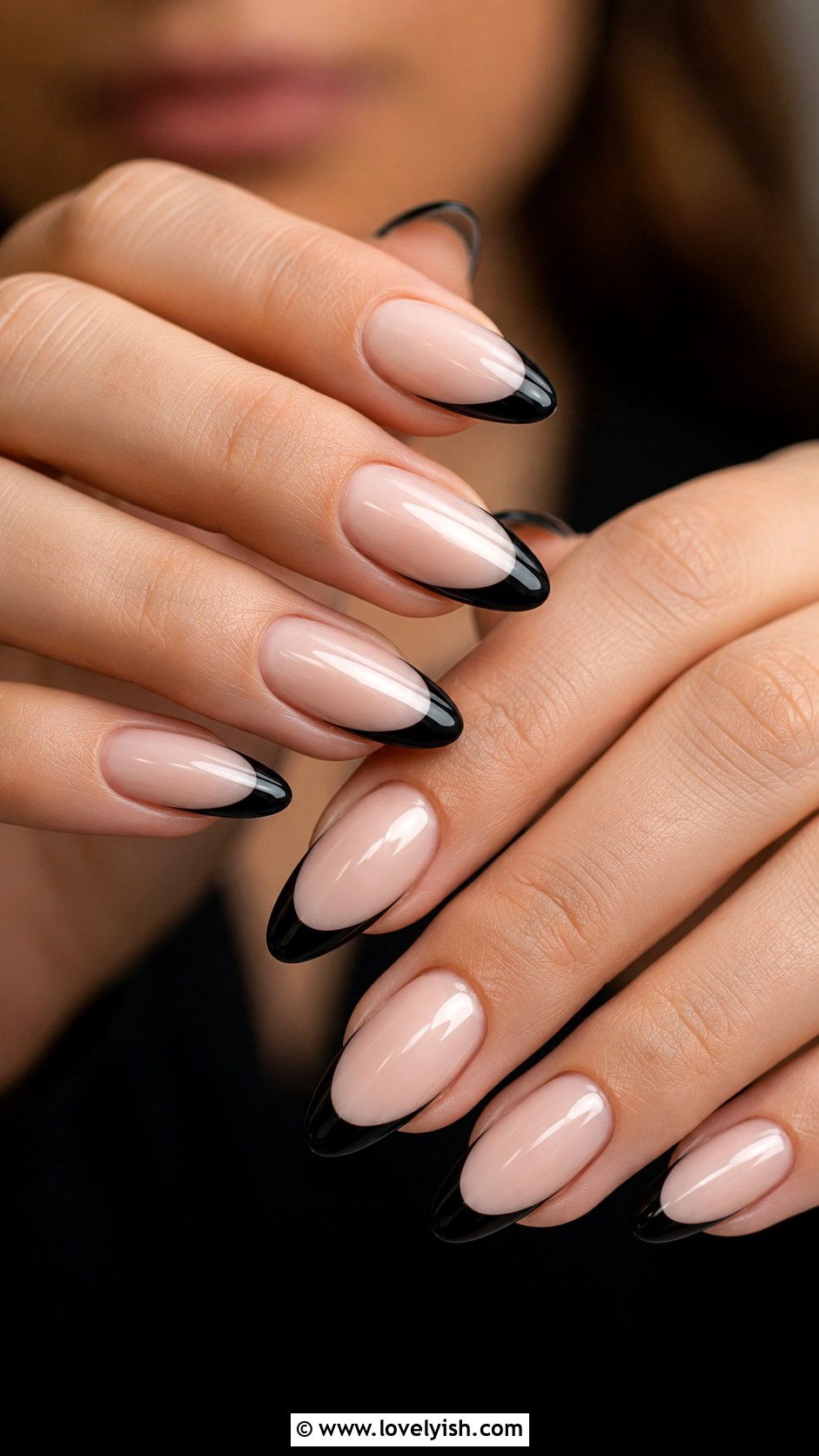 Black French Tip Almond Nails - 50 almond french tip nails - 50 almond french tip nails
