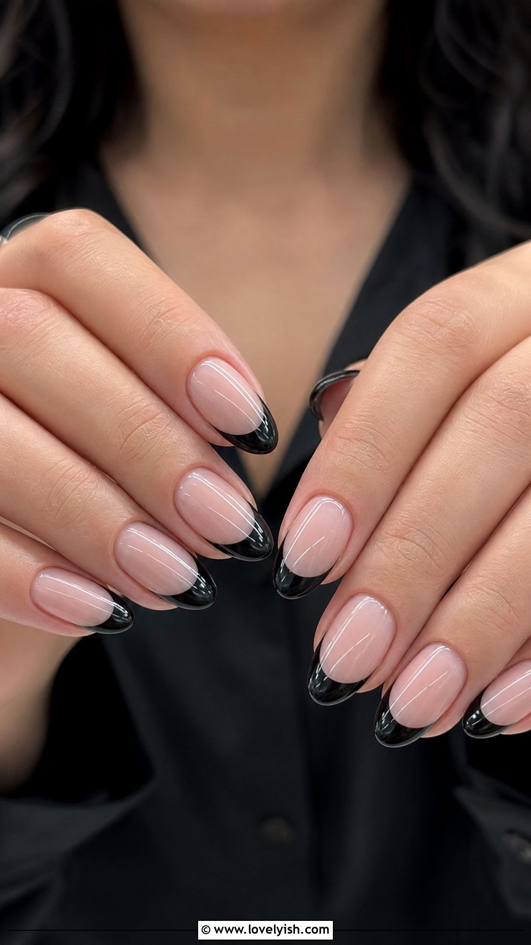 Black French Tip Builder Gel Nails - 50 builder gel nails - 50 builder gel nails