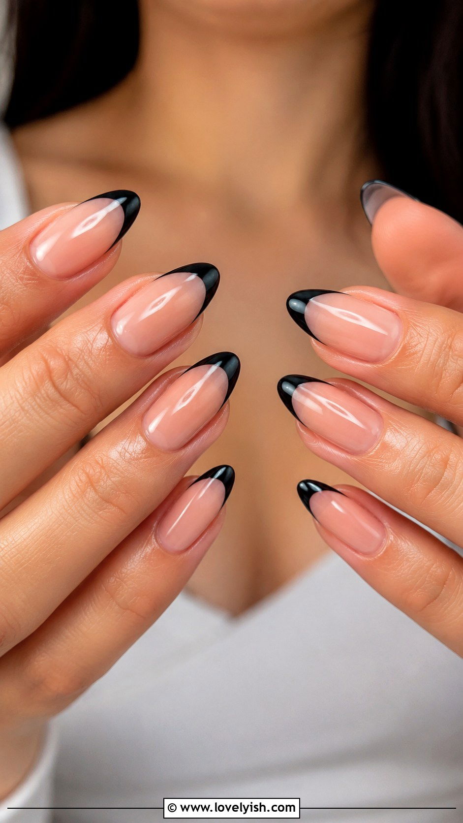 Black French Tip Gel X Nails - 25 gel x nail designs - 25 gel x nail designs