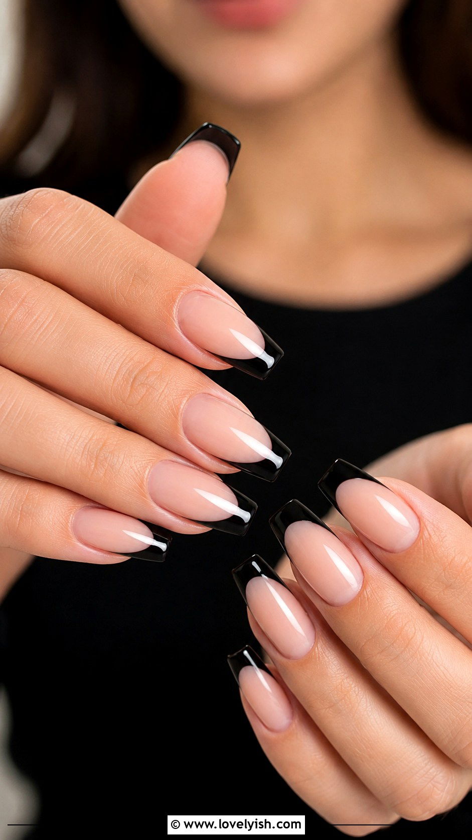 Black French Tip Manicure - 50 manicure - 50 manicure