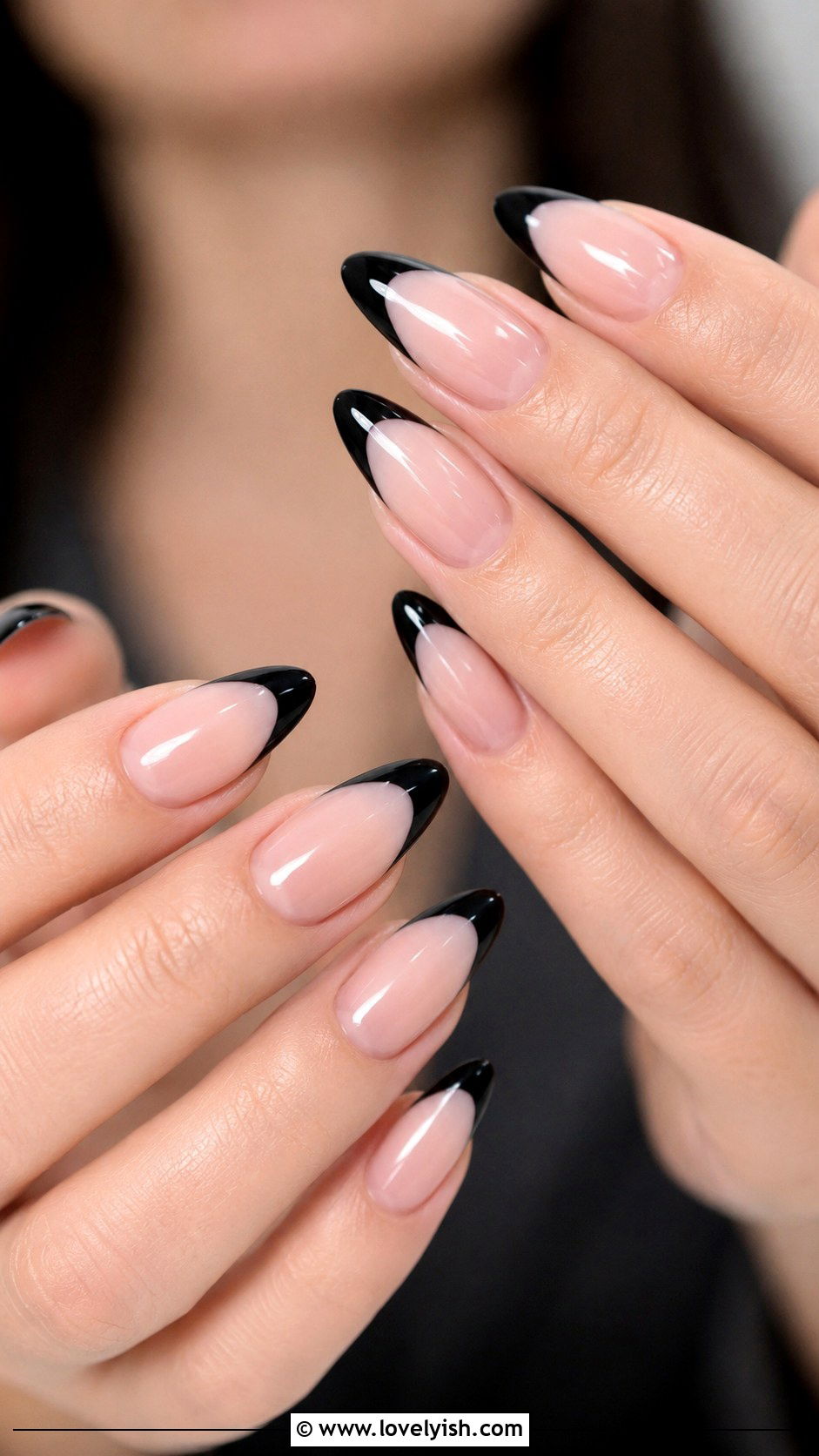 Black French Tip Nails - 44 nails design - 44 nails design