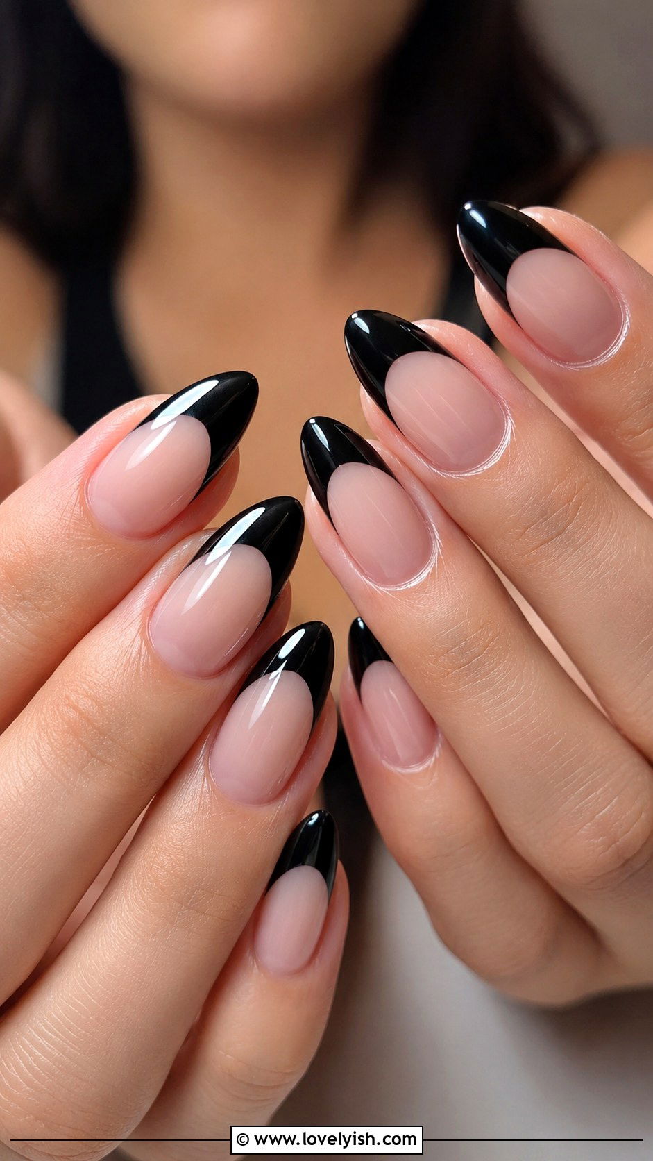 Black French Tip Nails - 45 nail tips - 45 nail tips