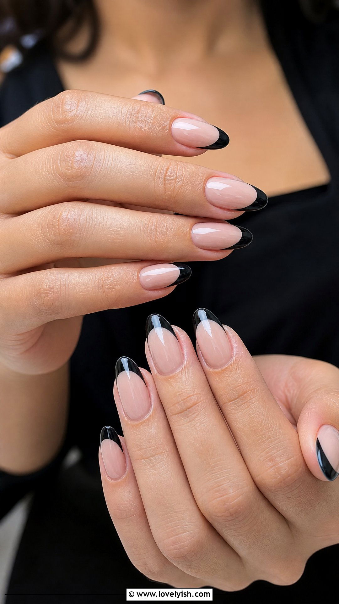 Black French Tip Nails - 50 black nails - 50 black nails