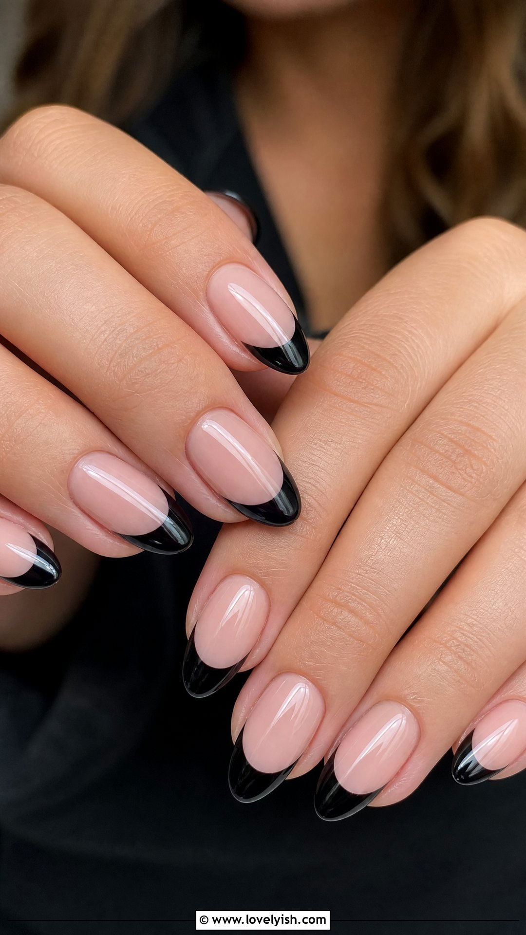 Black French Tip Nails - 50 dark nail designs - 50 dark nail designs