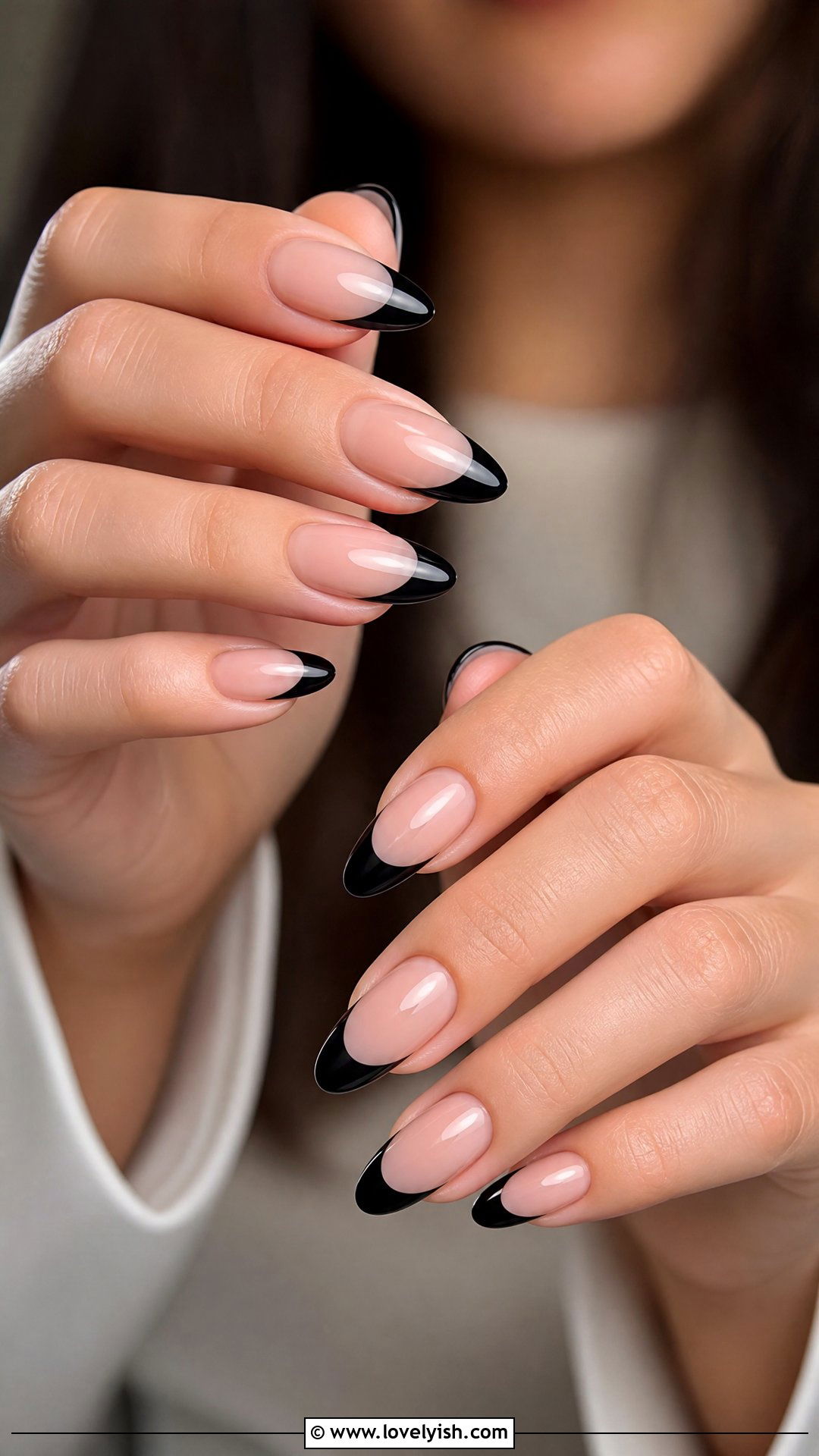 Black French Tip Nails - 50 goth nails - 50 goth nails