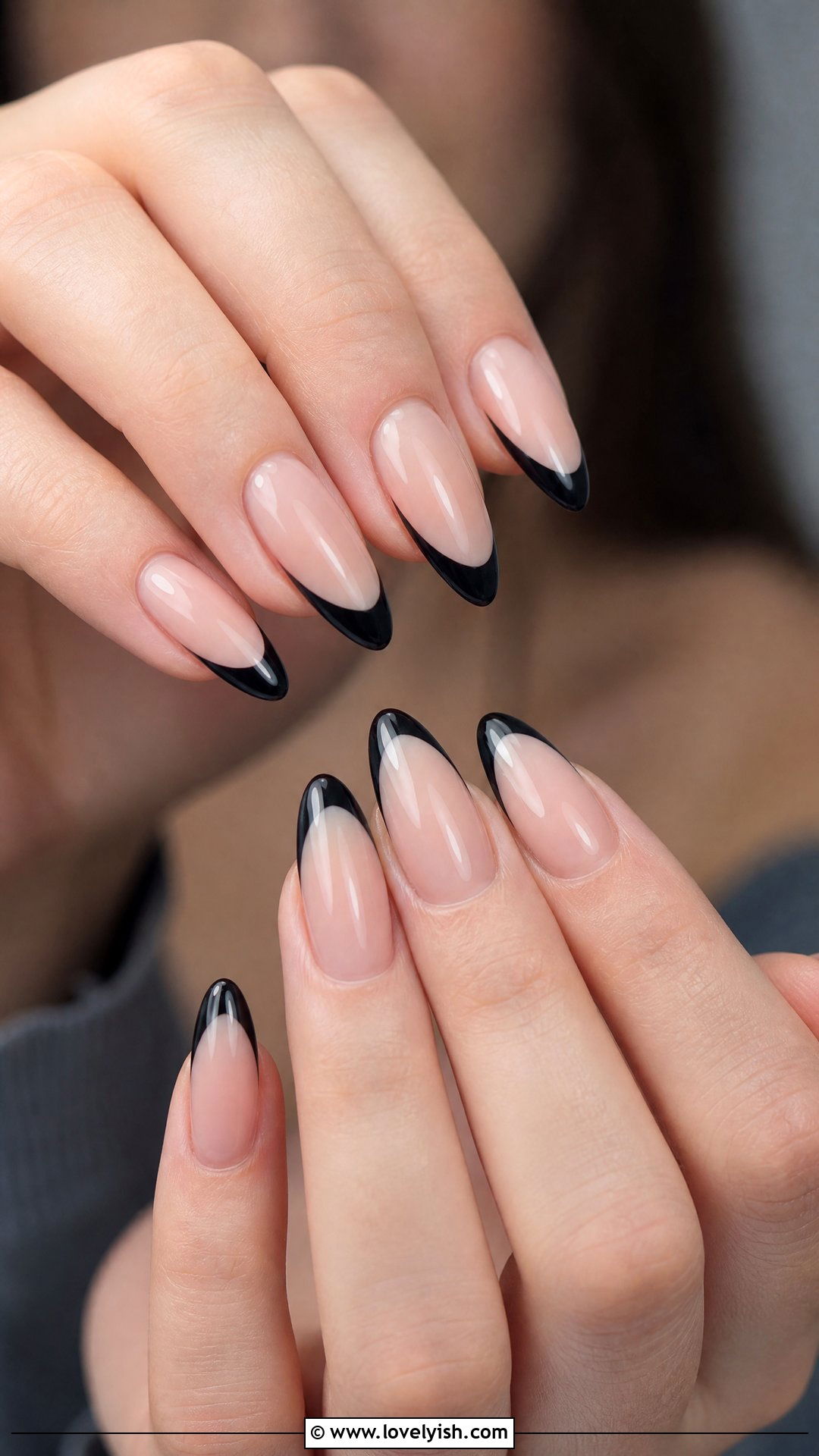 Black French Tip Nails - 50 pictures of nail designs - 50 pictures of nail designs