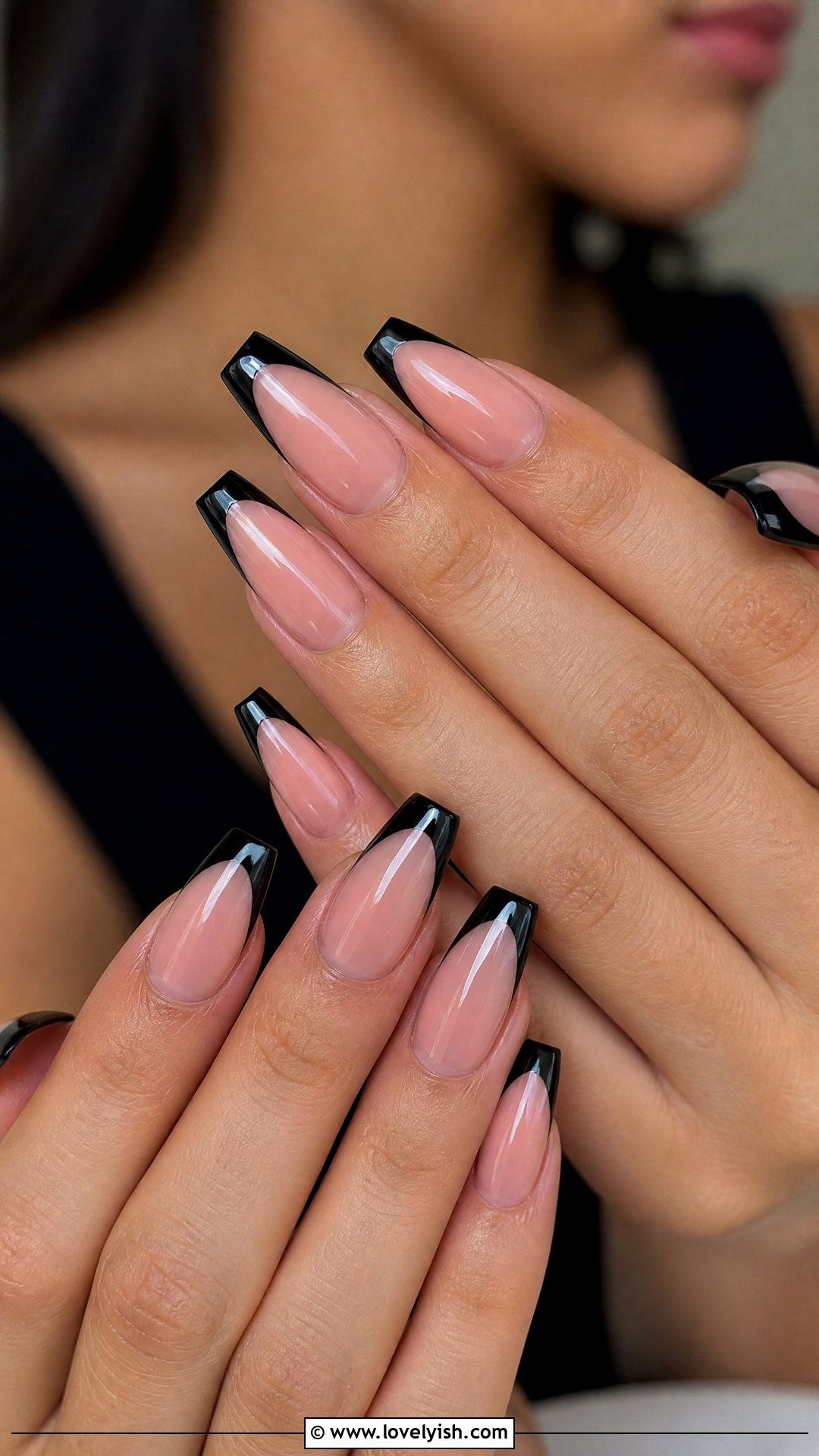 Black French Tip Nails - 50 popular nail designs - 50 popular nail designs