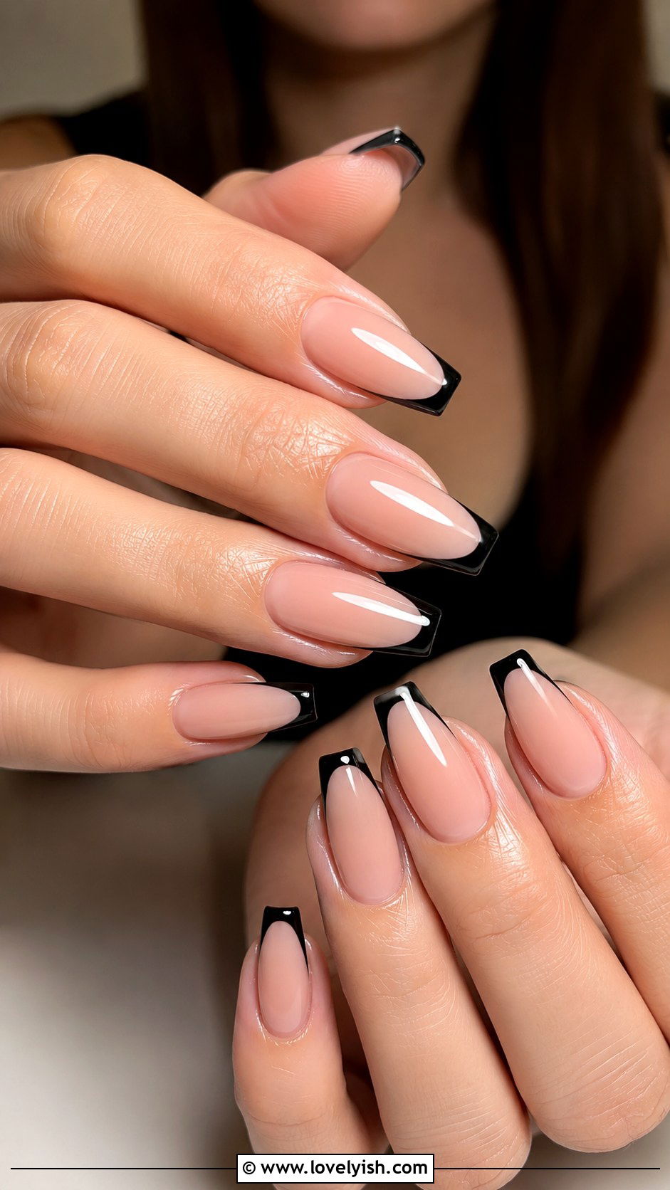Black French Tip Nails - 50 pretty nails - 50 pretty nails