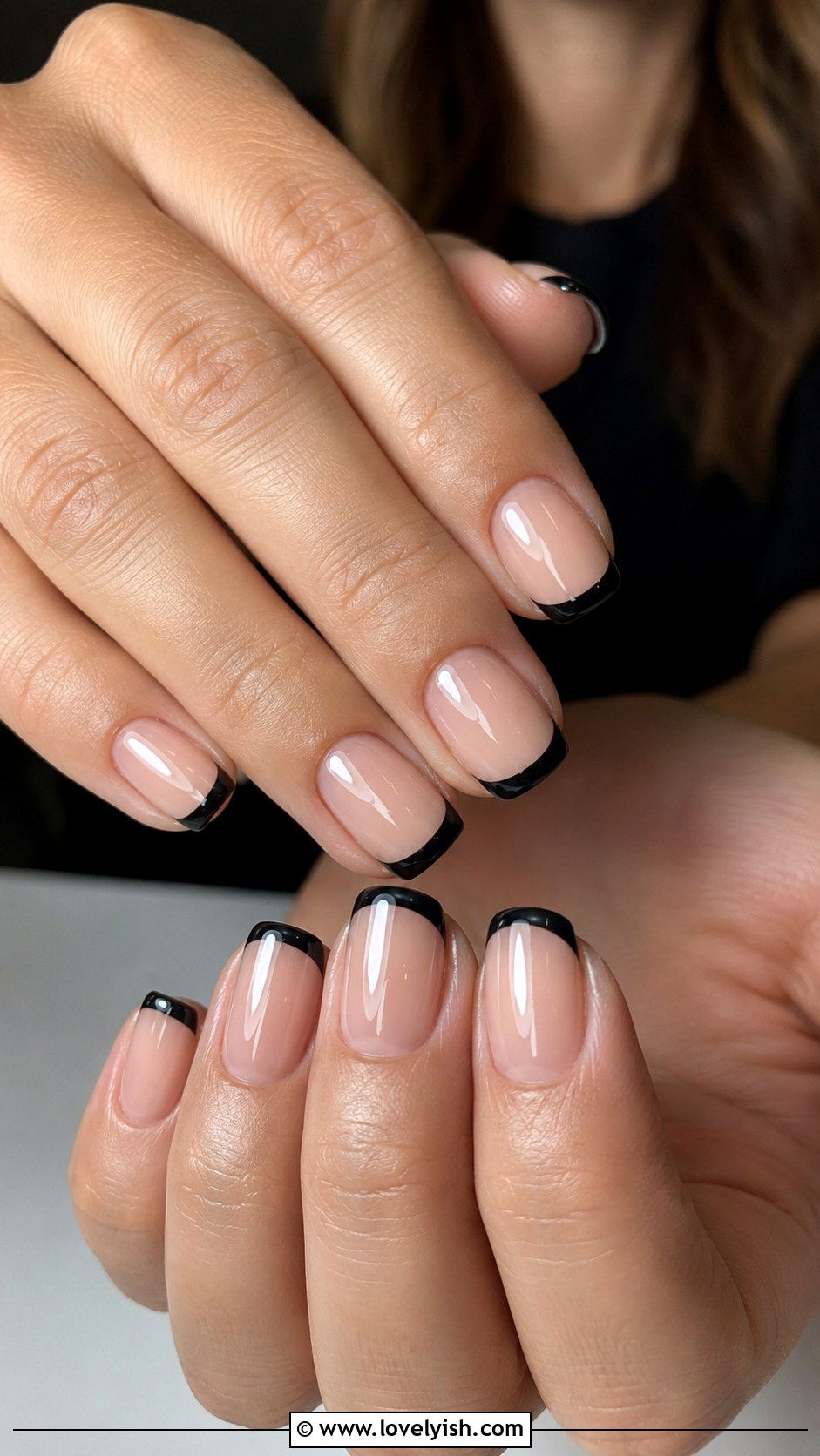 Black French Tip Nails - 40 nail design template - 40 nail design template