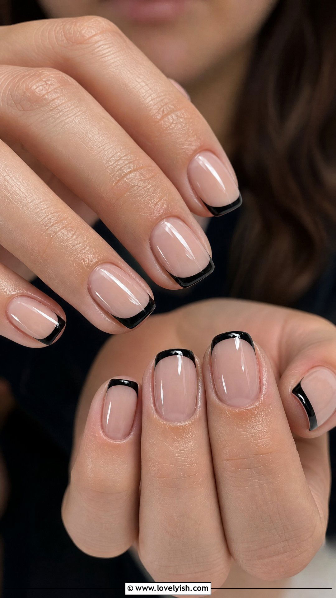 Black French Tip Short Acrylic Nails - 50 short acrylic nails - 50 short acrylic nails