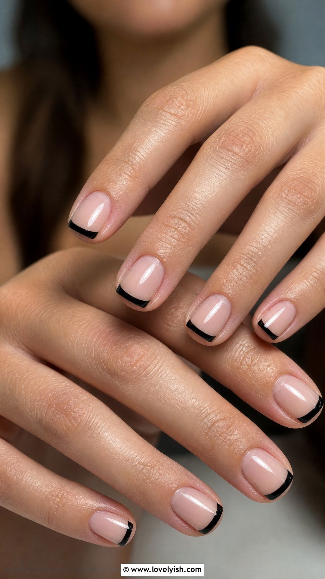 Black French Tip Short Square Nails - 50 short square nails - 50 short square nails