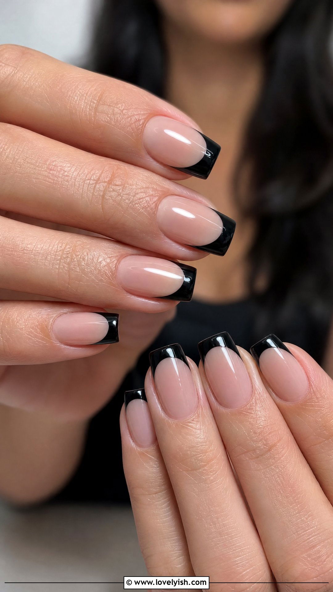 Black French Tip Square Nails - 50 square nails - 50 square nails