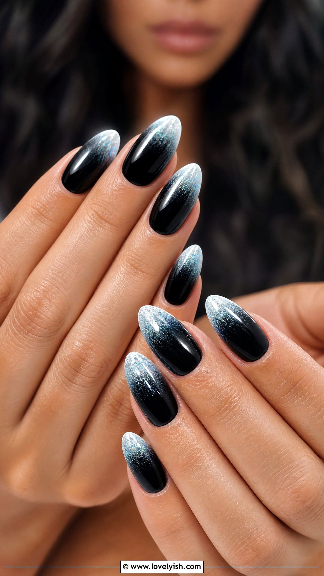 Black Frosted Tip Nails - 50 black nails - 50 black nails