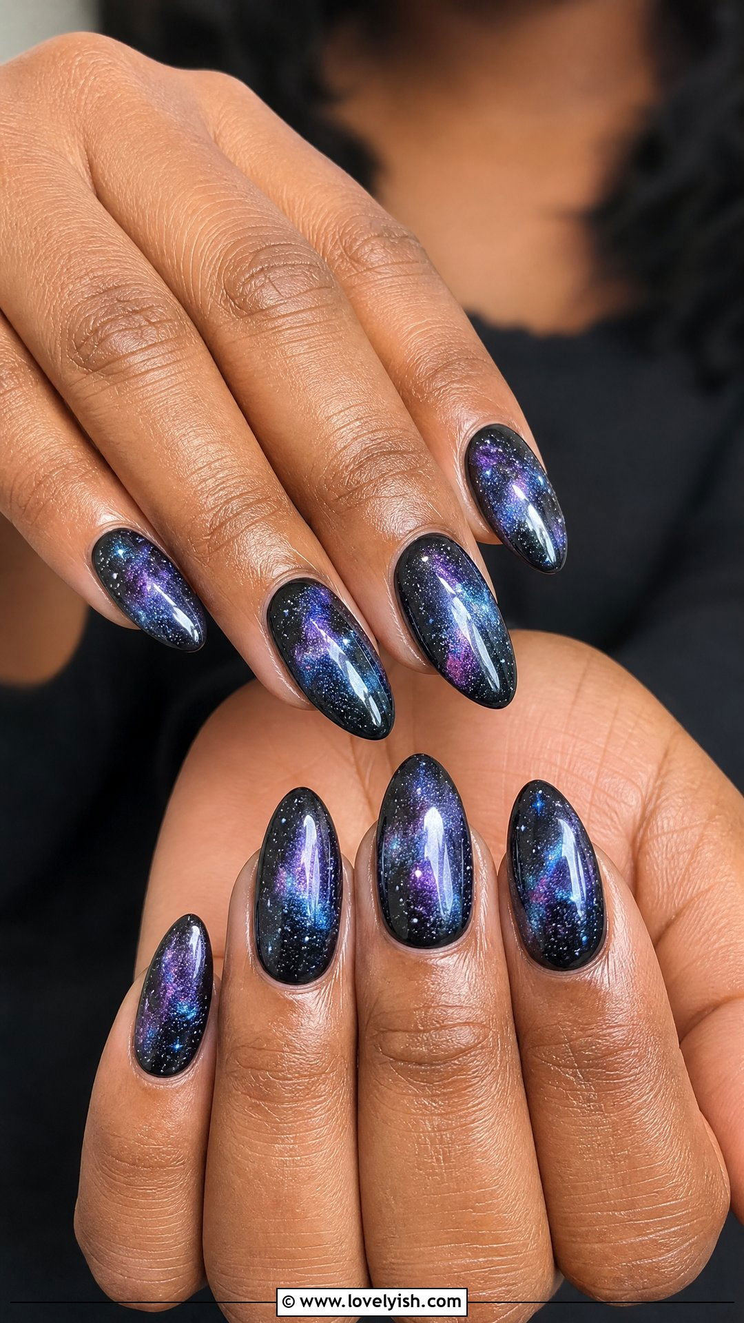 Black Galaxy Nails - 50 black nails - 50 black nails