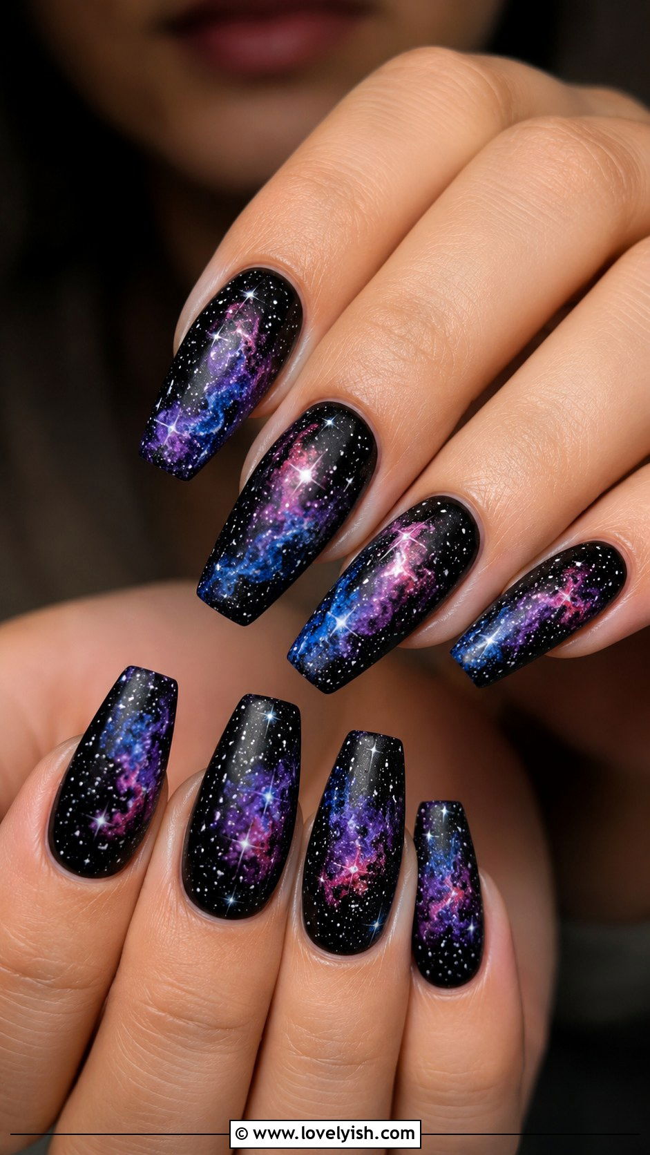 Black Galaxy Nails - 50 mens nail design ideas - 50 mens nail design ideas