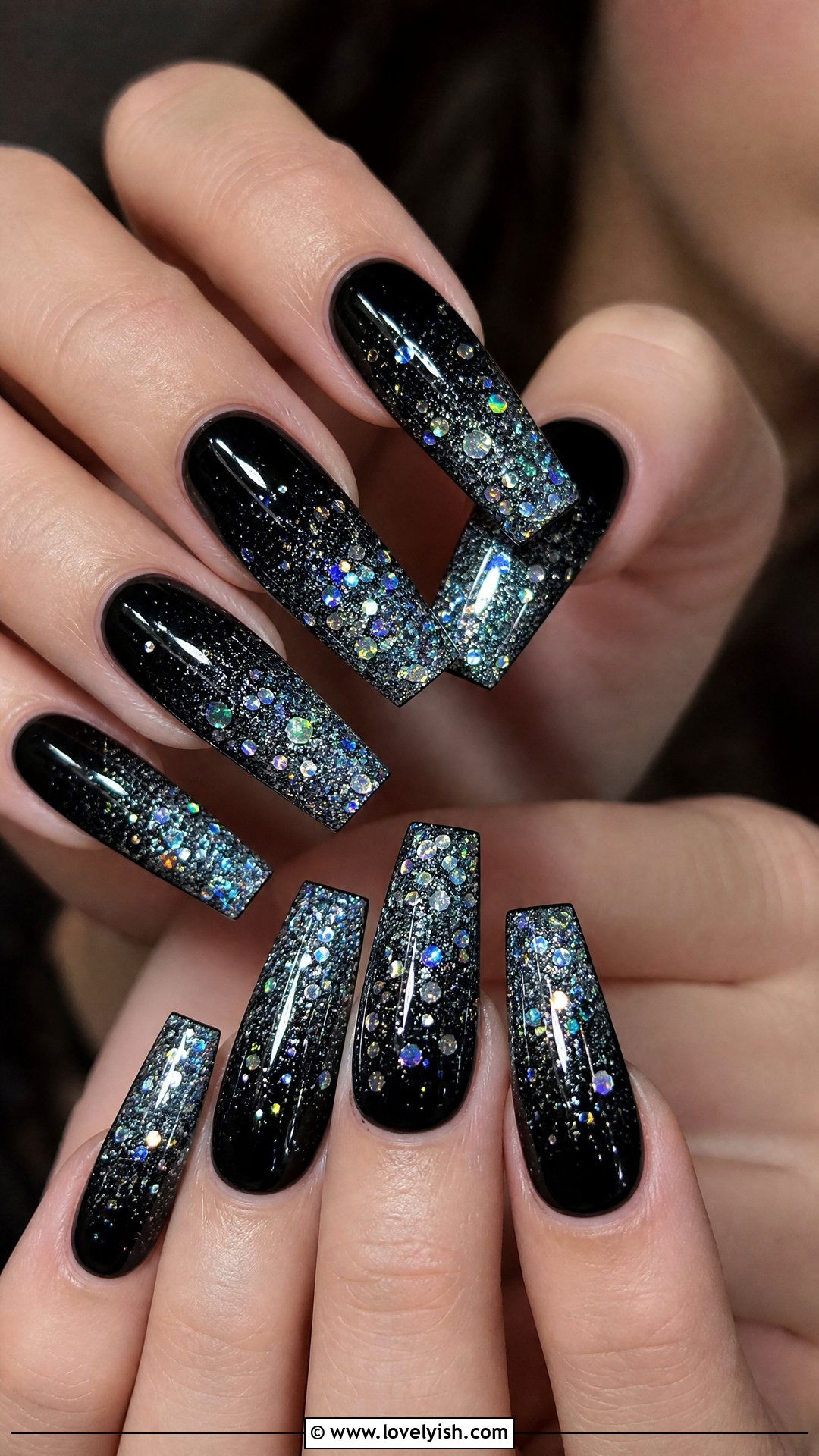 Black Glitter Gothic Nails - 50 gothic nails - 50 gothic nails