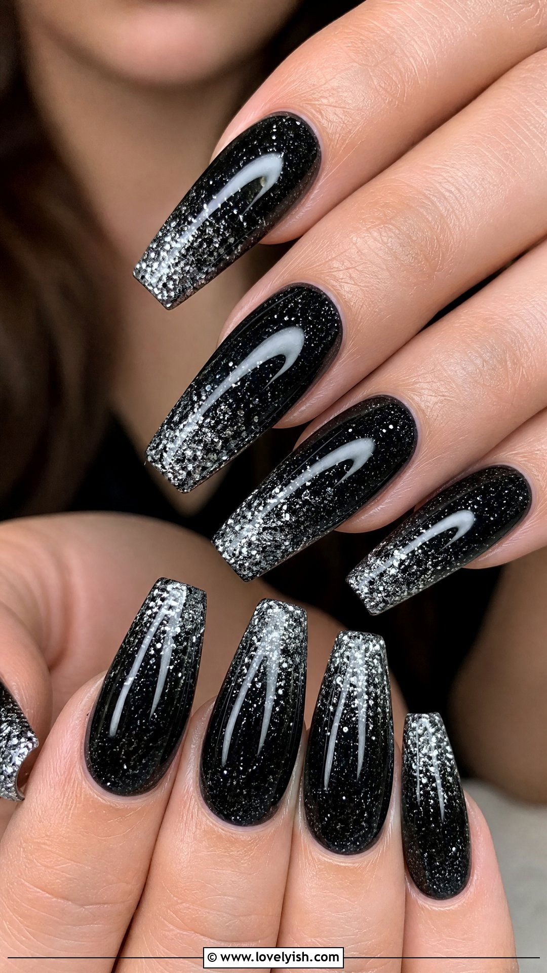 Black Glitter Ombre Concert Nails - 50 concert nails - 50 concert nails