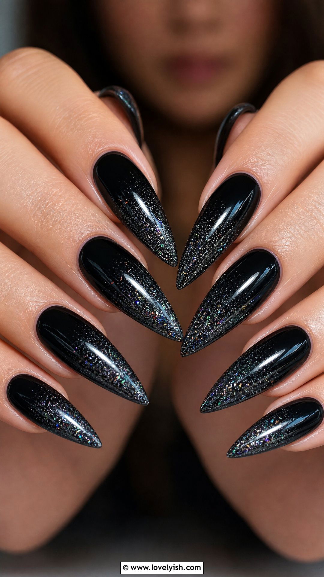 Black Glitter Ombre Nails - 50 edgy nails - 50 edgy nails