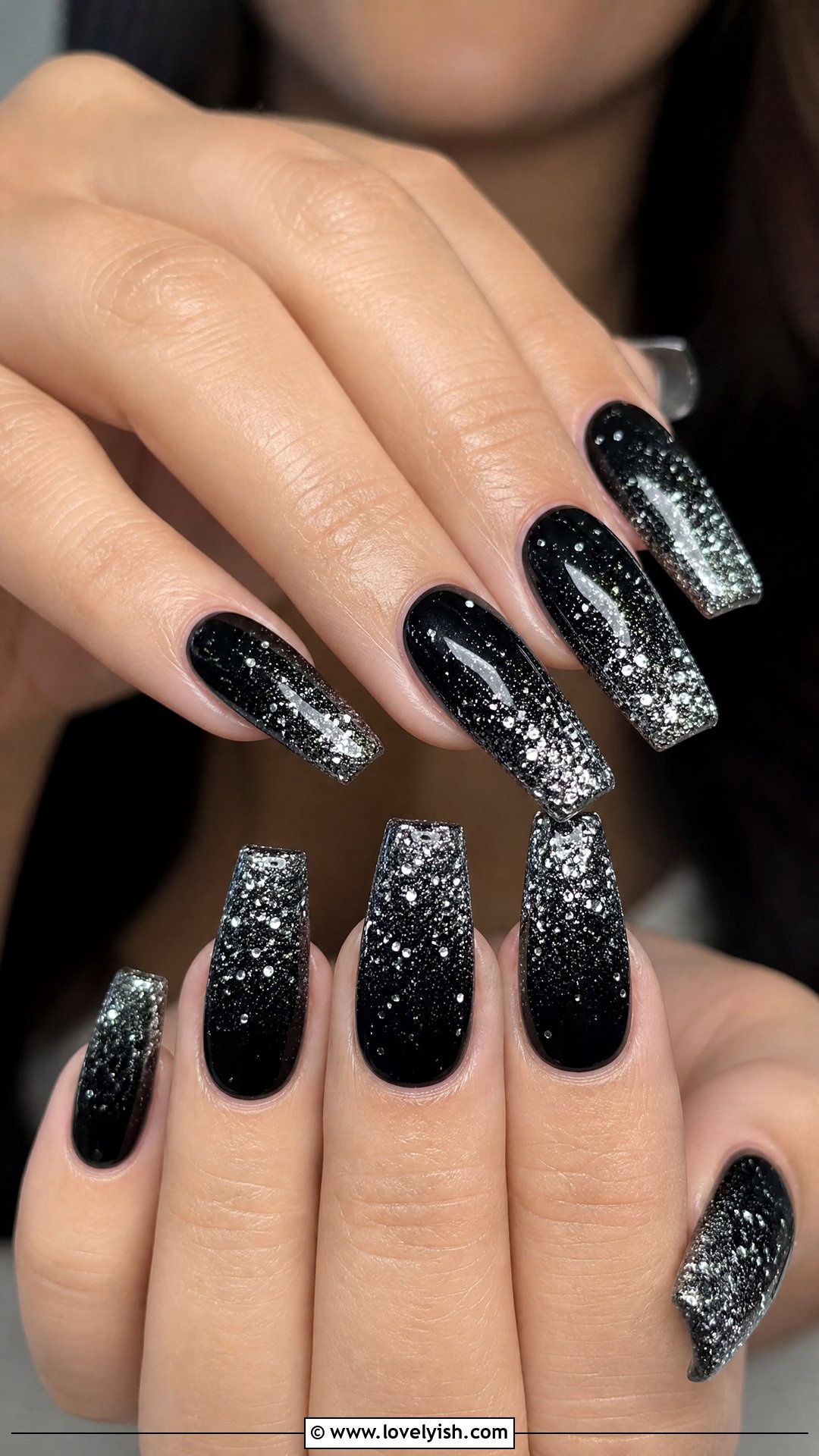 Black Glitter Ombre Nails - 50 goth nails - 50 goth nails