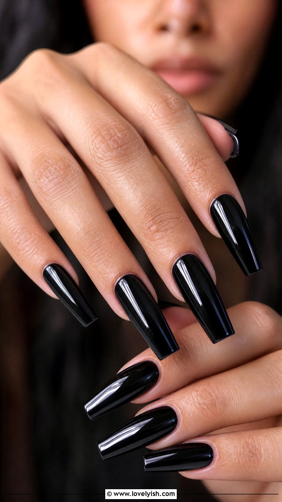 Black Glossy Coffin Nails - 50 coffin nails - 50 coffin nails