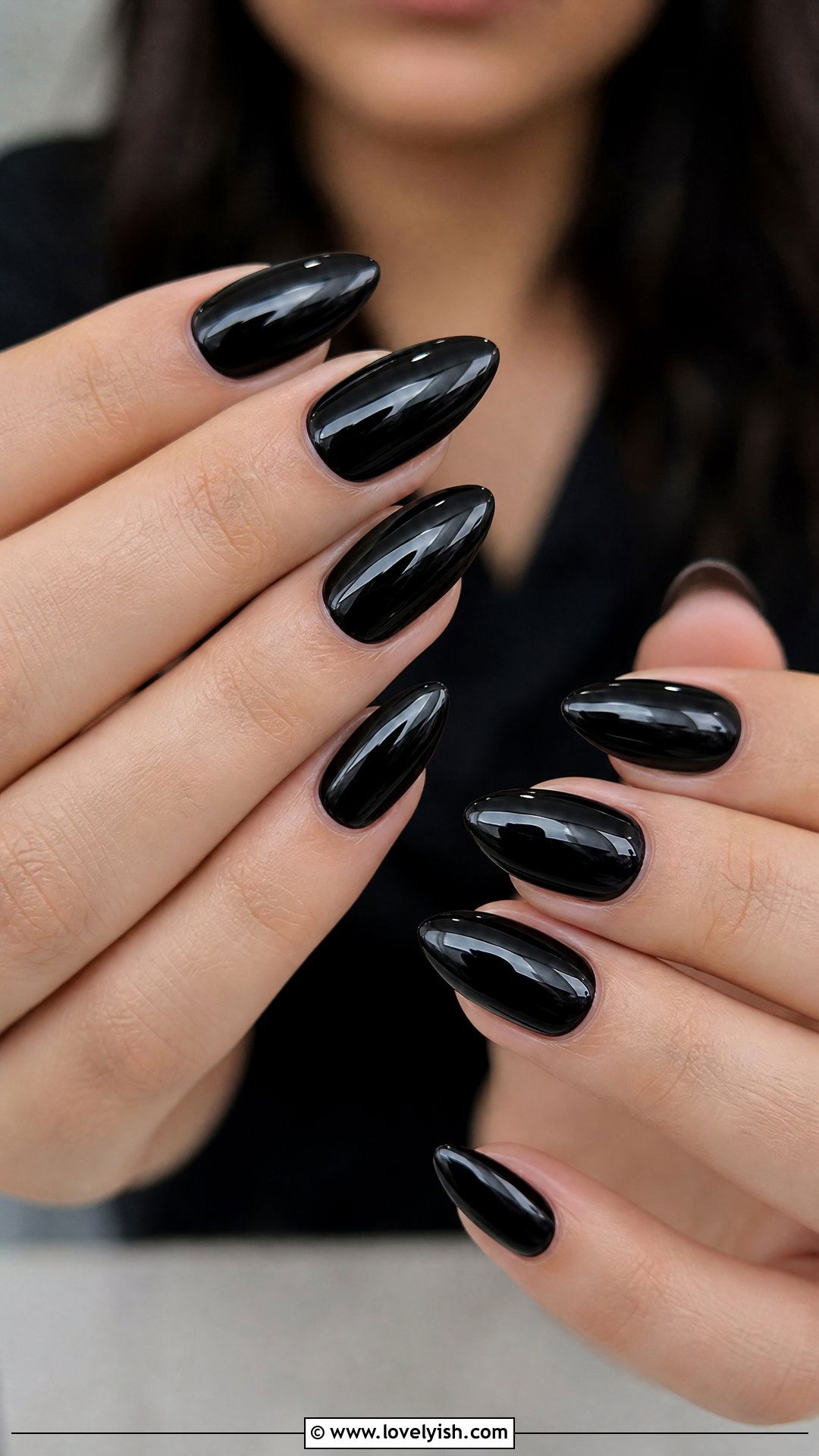 Black Glossy Gel Nails - 50 gel manicure - 50 gel manicure