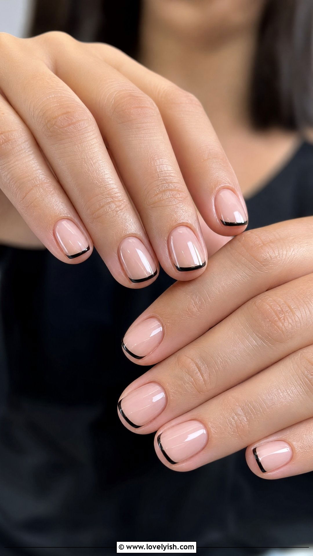 Black Hairline French Tip Nails - 50 minimalist nails - 50 minimalist nails