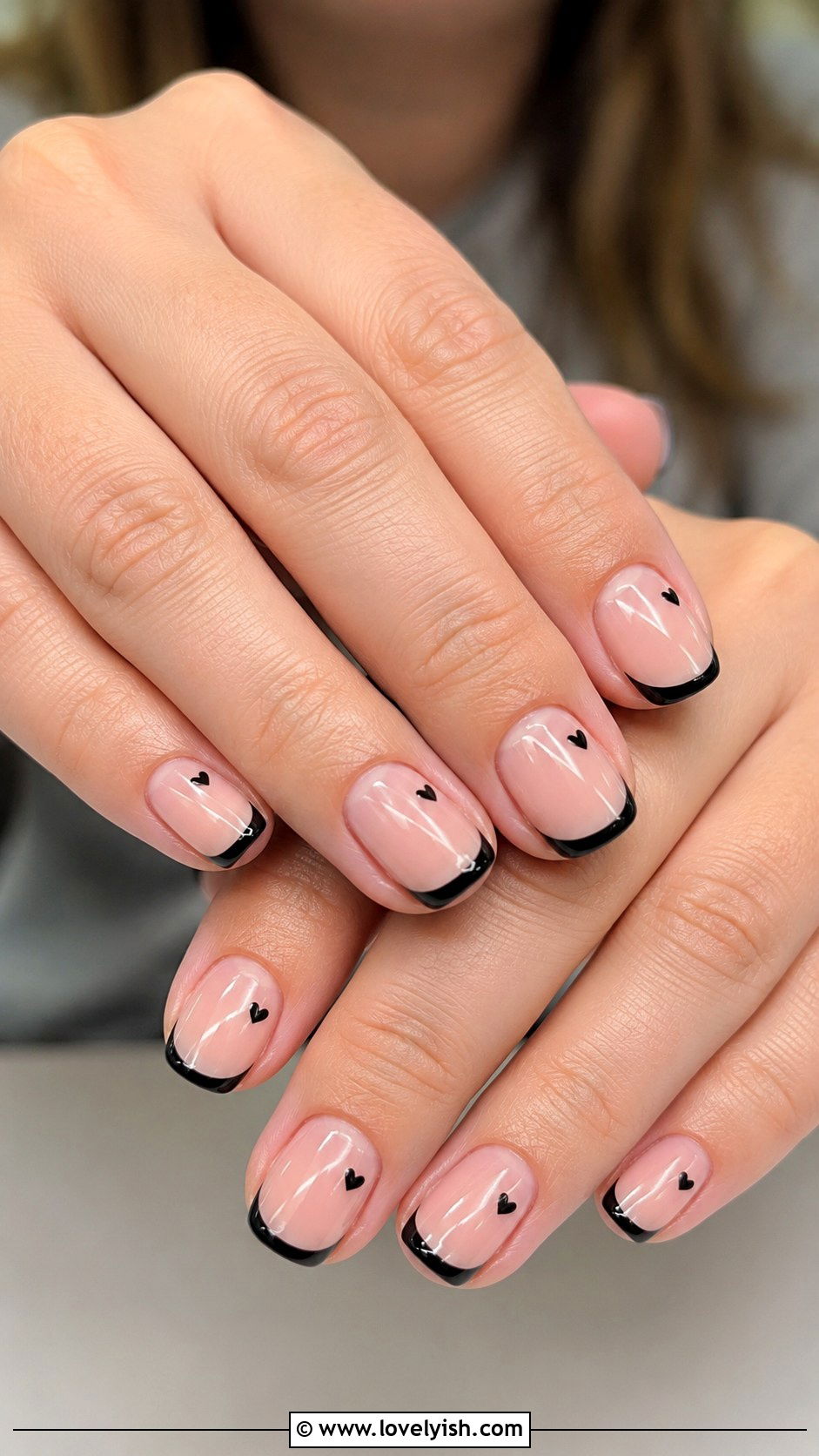 Black Heart French Tip Nails - 31 black nail design ideas - 31 black nail design ideas