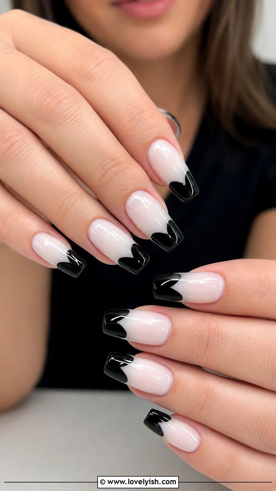 Black Heart French Tip Nails - 25 heart nail designs - 25 heart nail designs