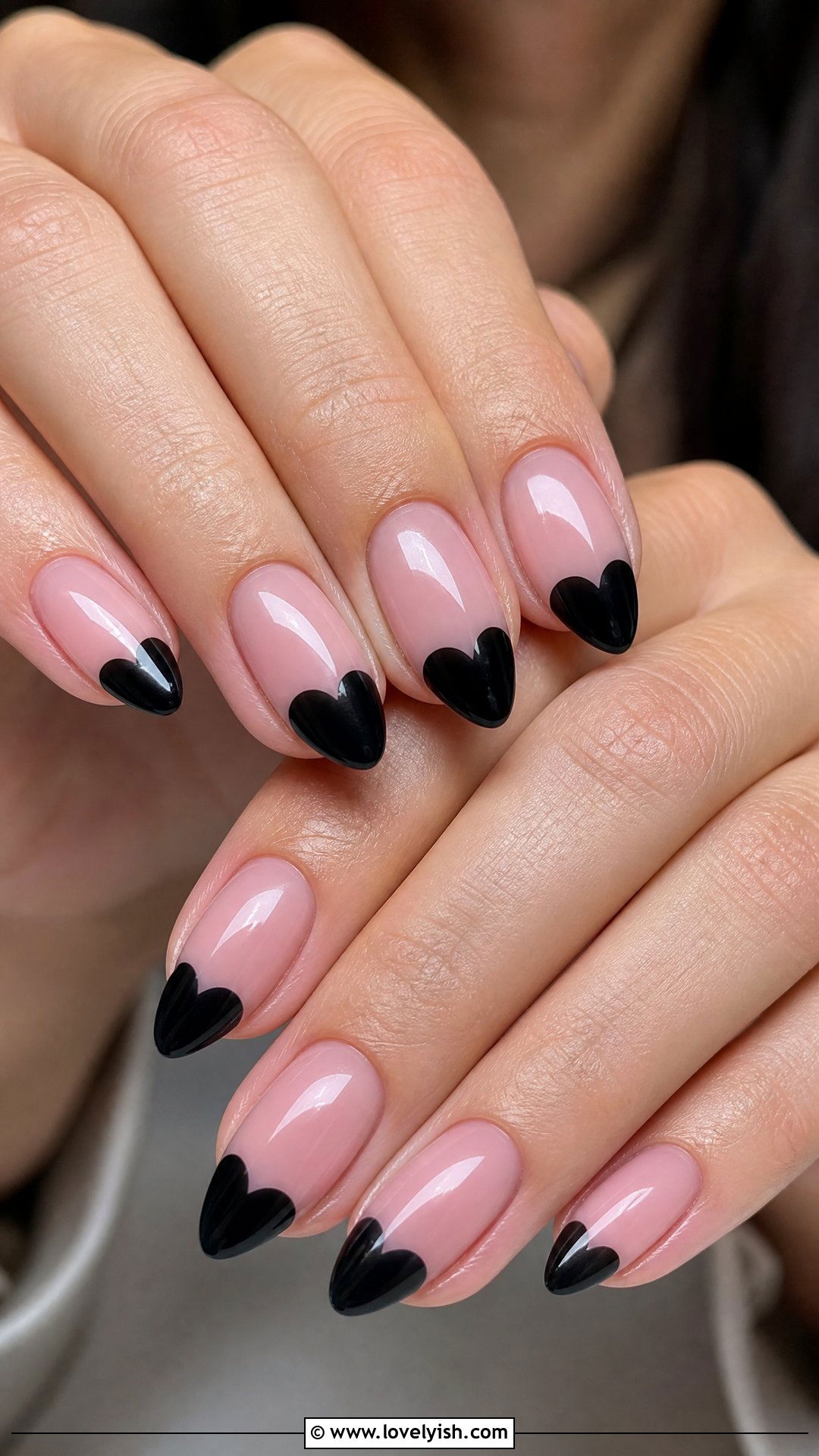 Black Heart French Tips - 50 edgy nails - 50 edgy nails