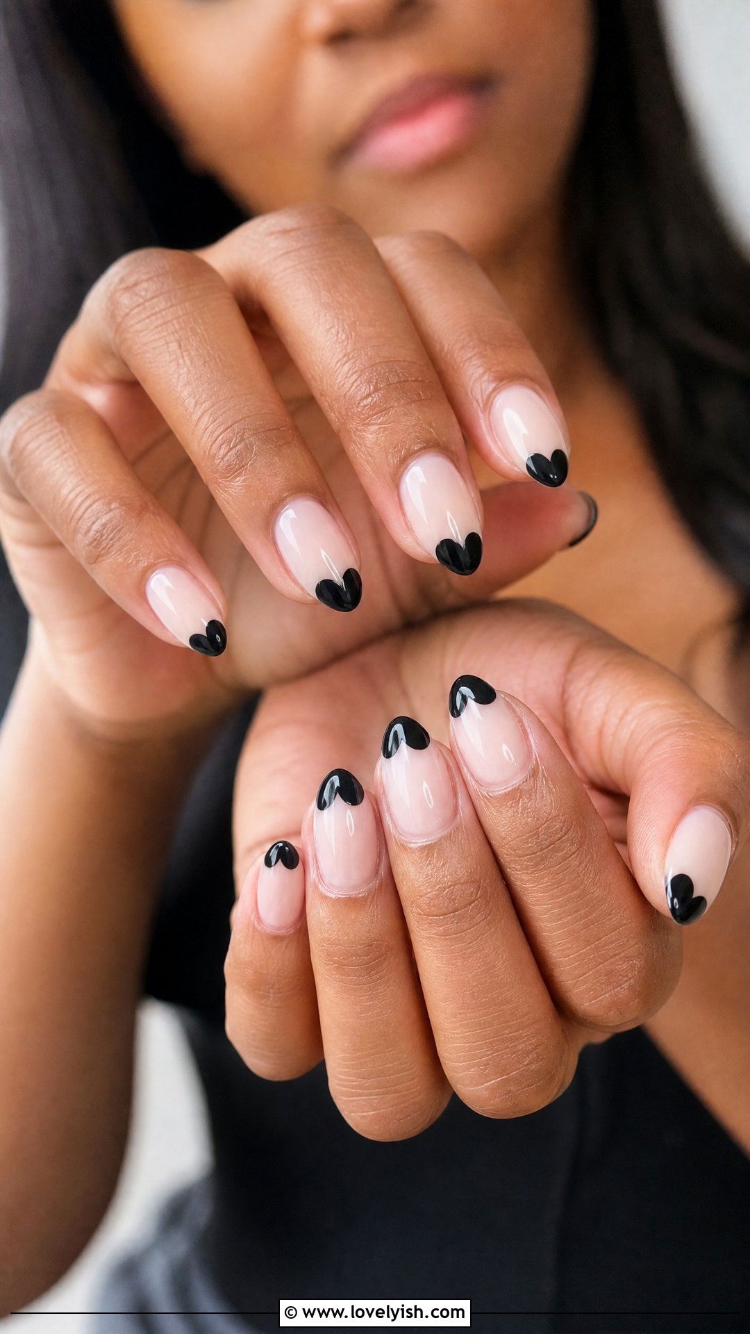 Black Heart Tip Nails - 50 black nails - 50 black nails