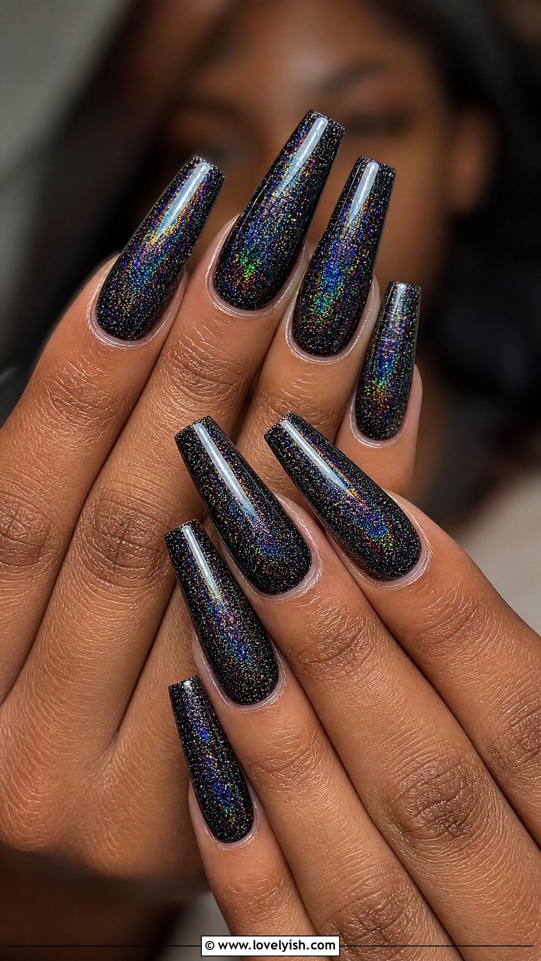 Black Holographic Nails - 50 black nails - 50 black nails