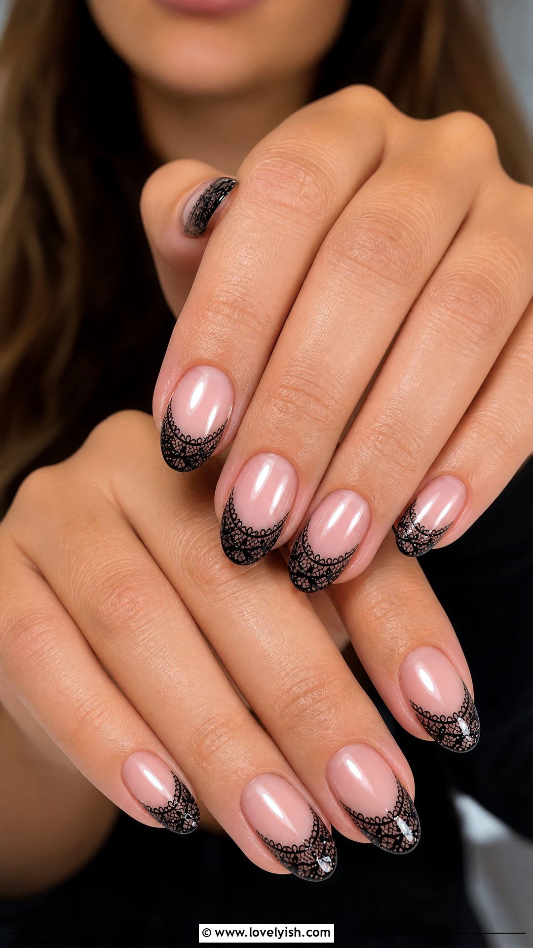 Black Lace French Tip Nails - 50 black and white nail designs - 50 black and white nail designs