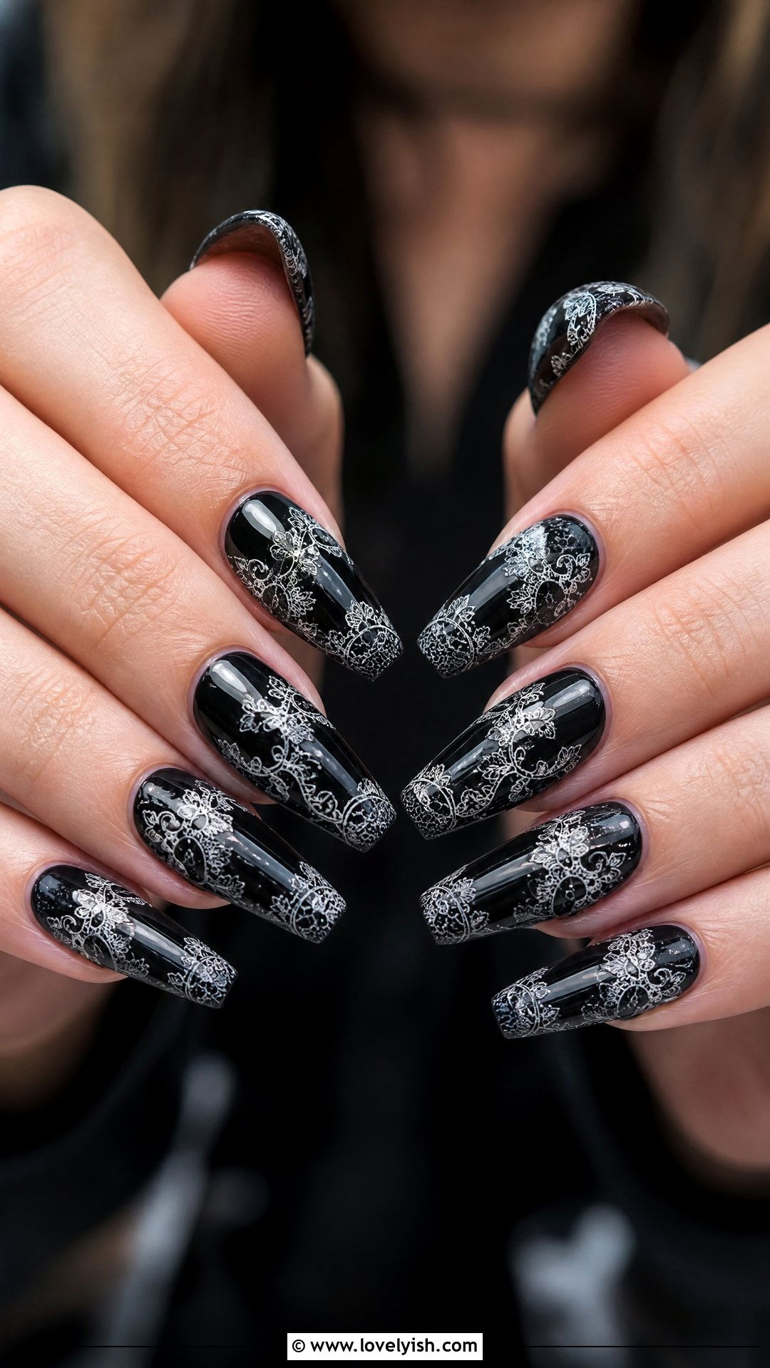 Black Lace Gothic Nails - 50 gothic nails - 50 gothic nails