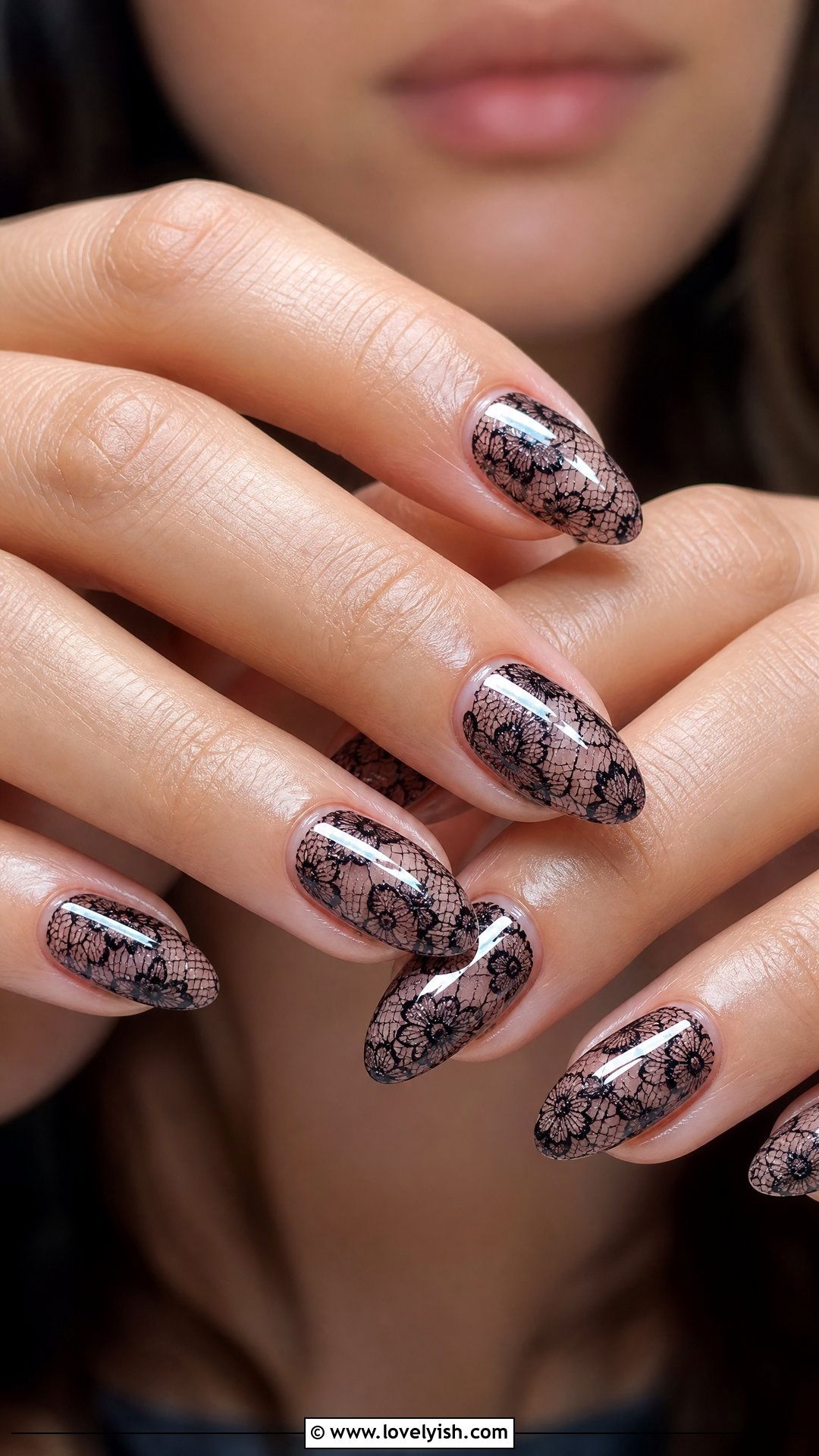 Black Lace Nails - 50 dark nail designs - 50 dark nail designs