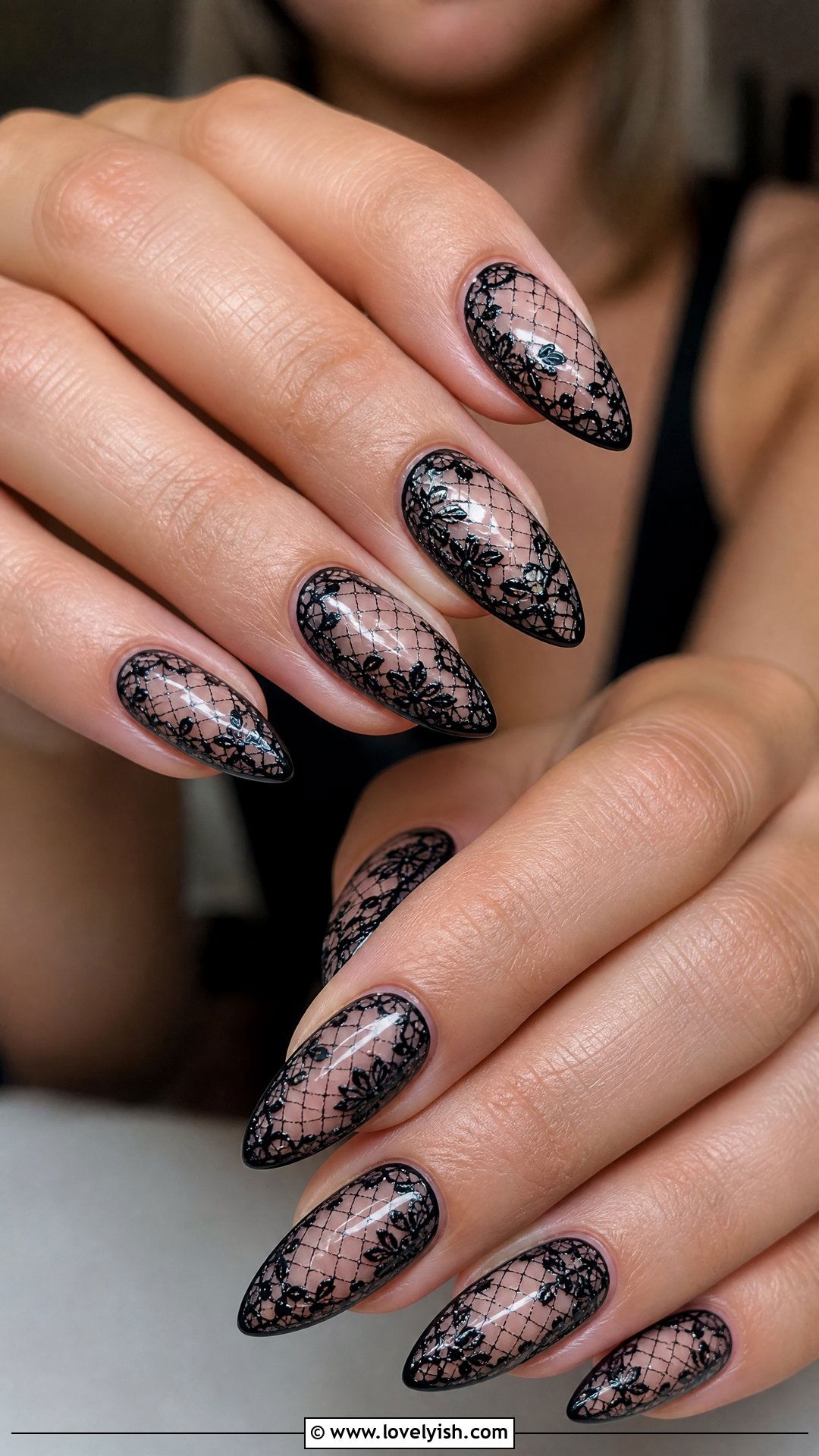 Black Lace Nails - 50 edgy nails - 50 edgy nails