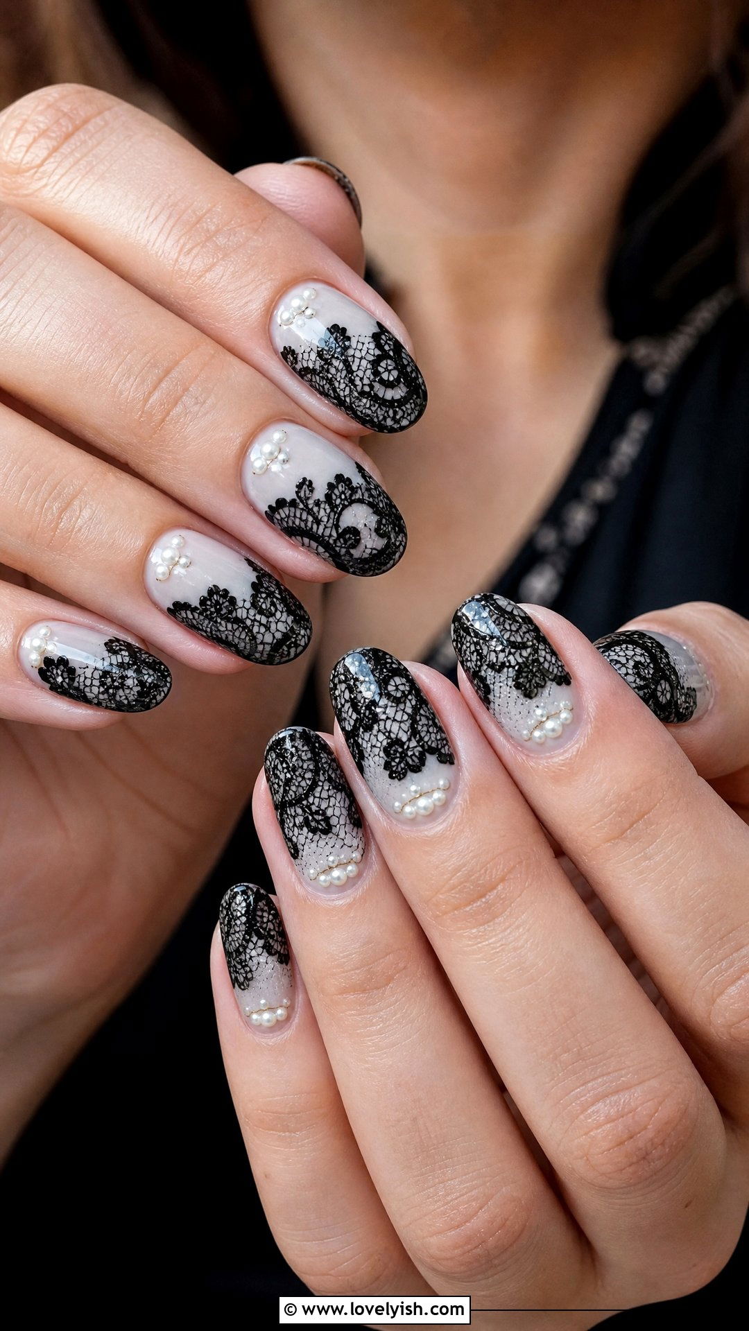 Black Lace Nails - 50 goth nails - 50 goth nails
