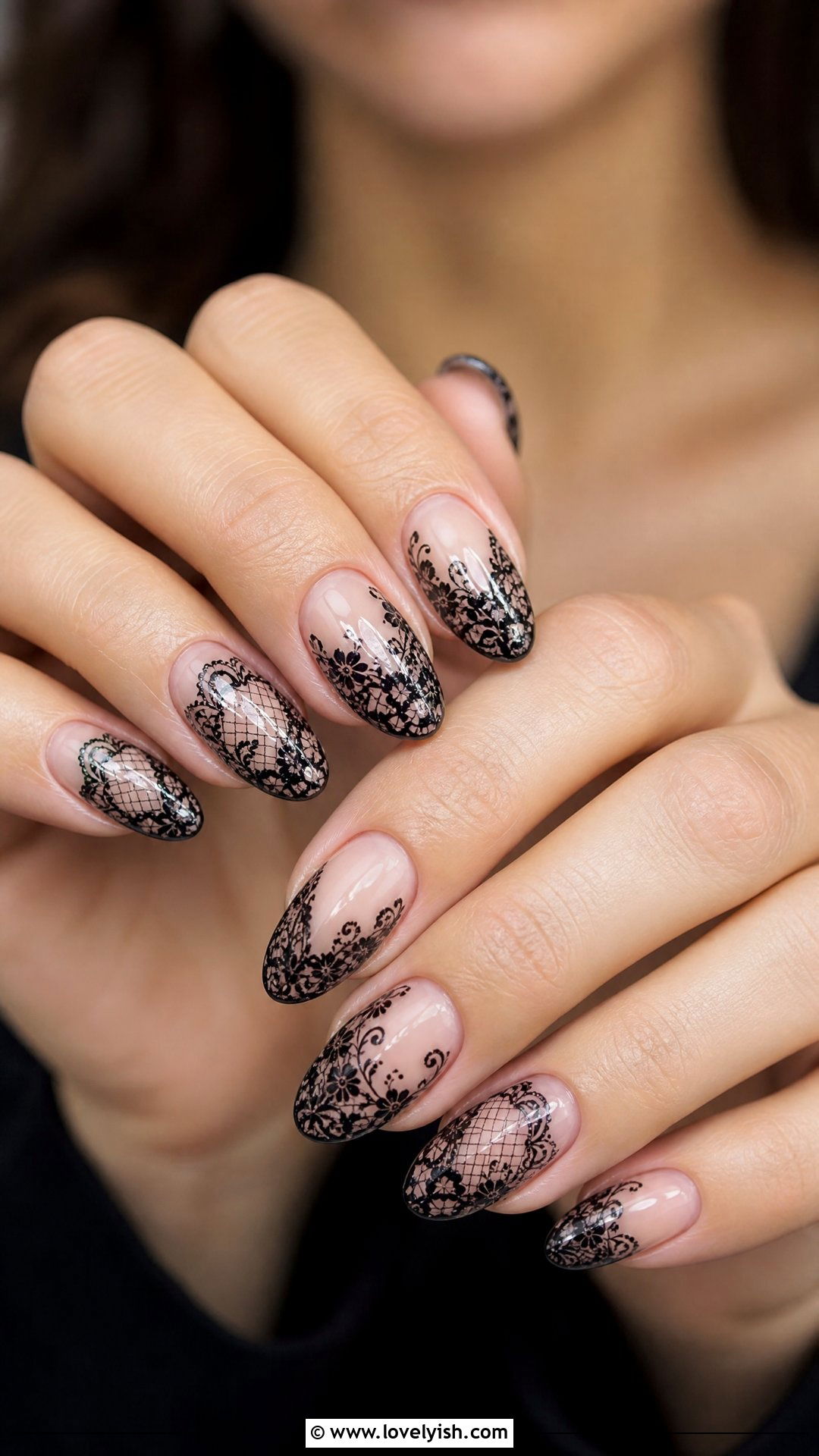 Black Lace Nails - 25 black nails design ideas - 25 black nails design ideas