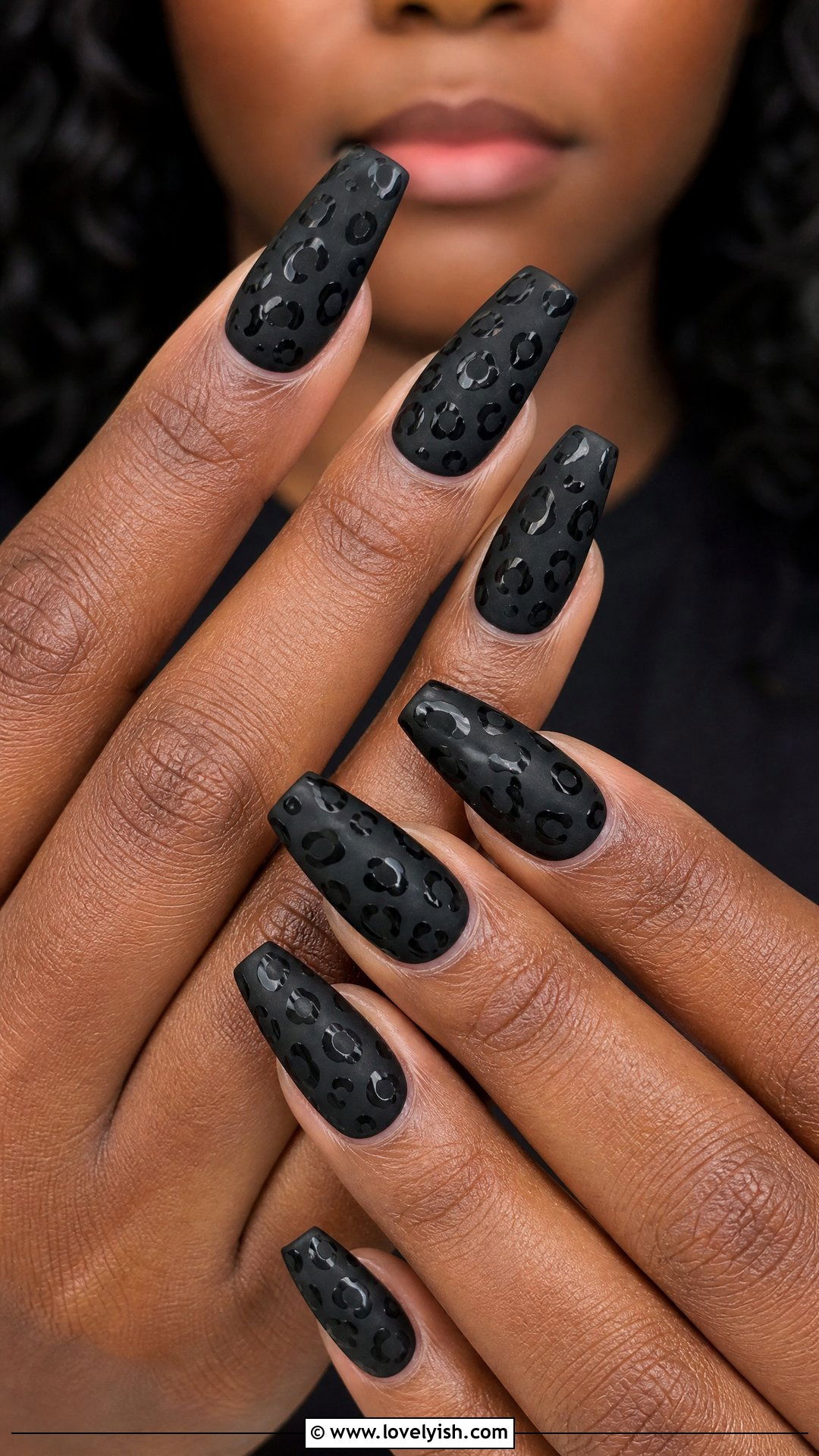 Black Leopard Print Nails - 50 black nails - 50 black nails
