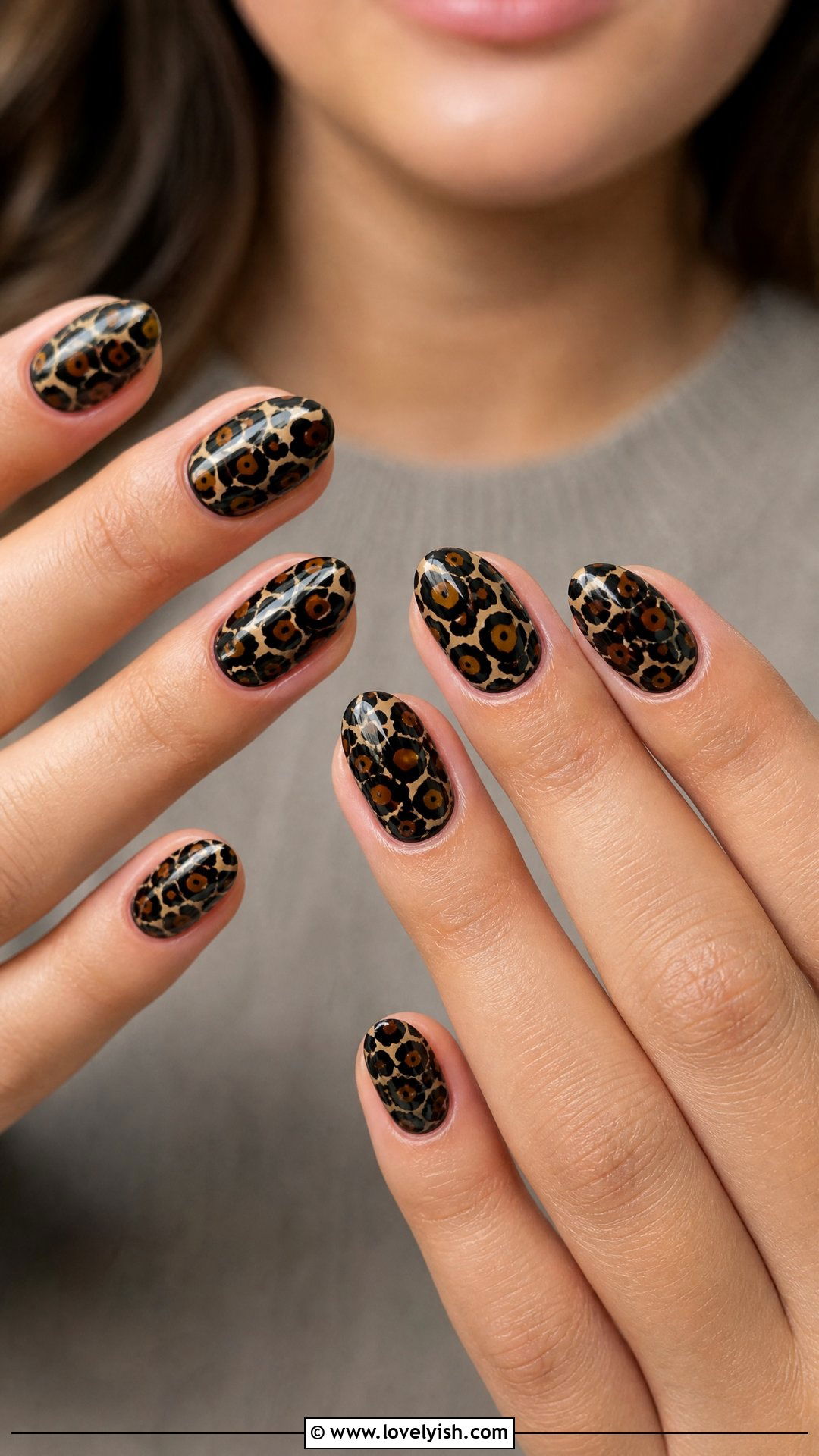 Black Leopard Print Nails - 50 short black nail designs - 50 short black nail designs