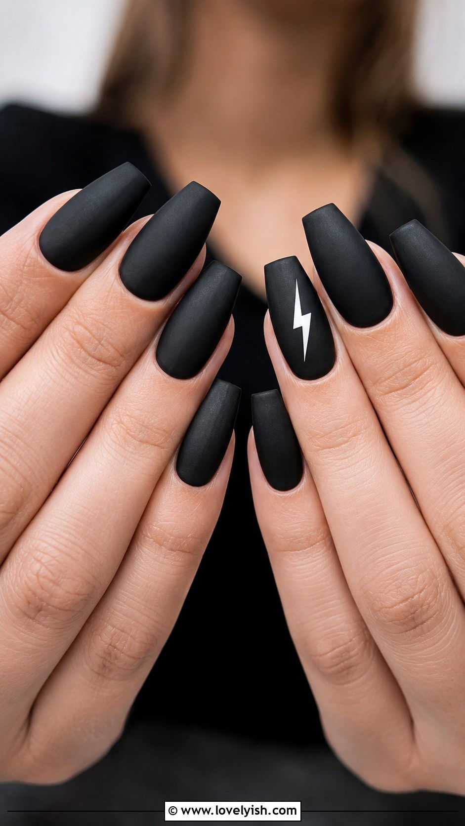 Black Lightning Bolt Nails - 50 mens nail design ideas - 50 mens nail design ideas