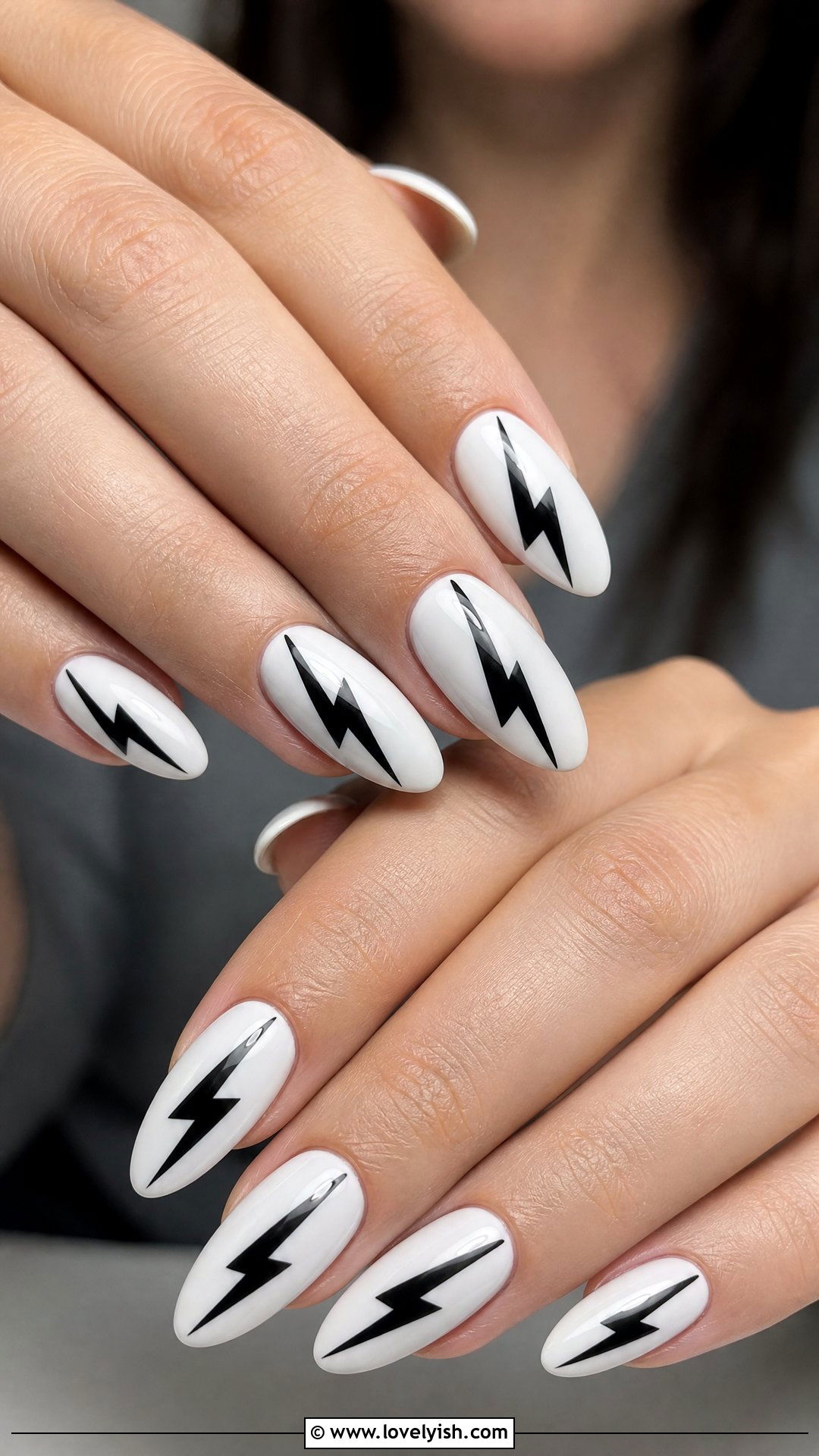 Black Lightning Bolt Nails - 50 edgy nails - 50 edgy nails