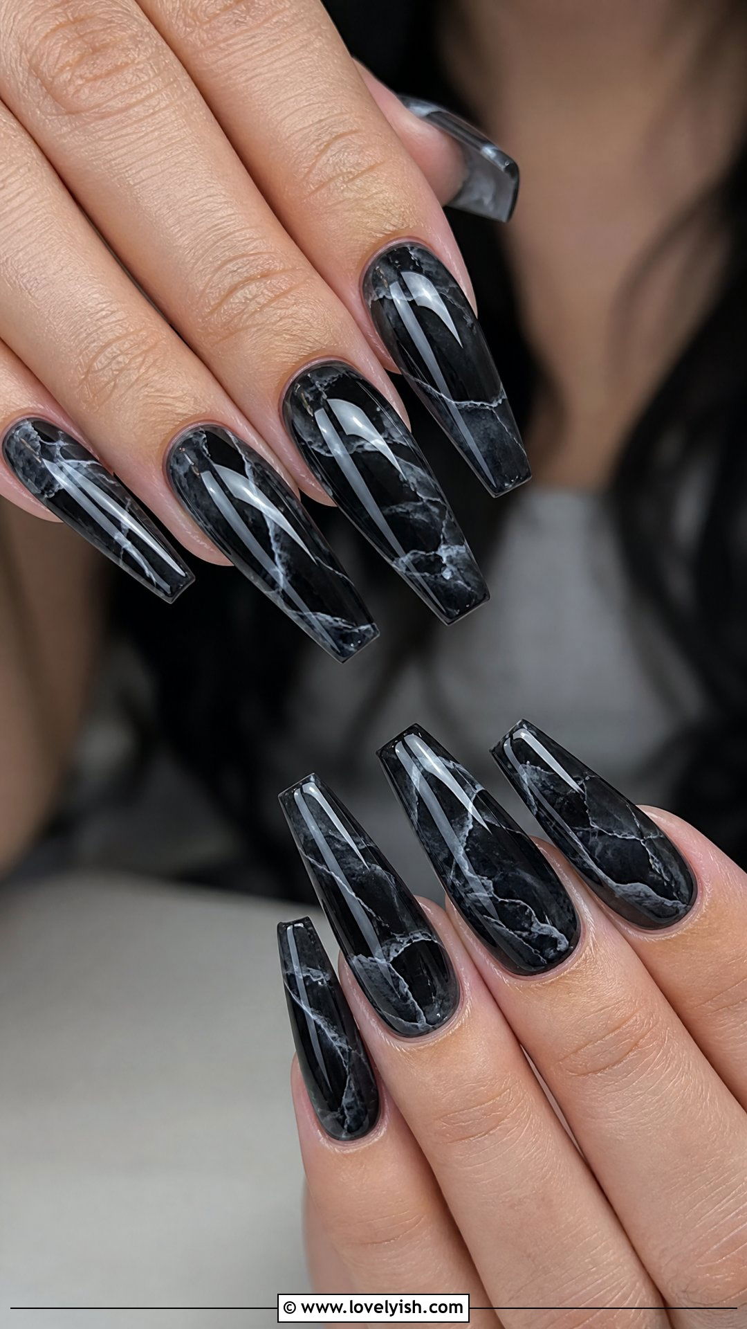 Black Marble Gothic Nails - 50 gothic nails - 50 gothic nails