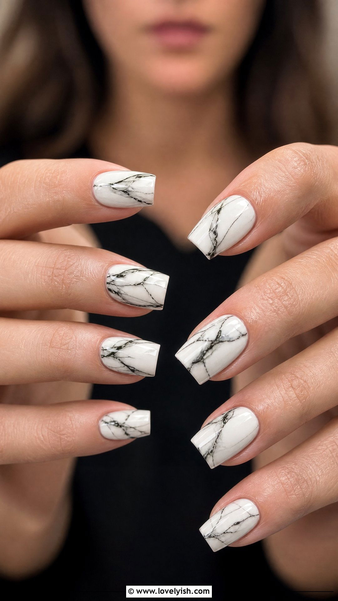 Black Marble Nails - 25 black nails design ideas - 25 black nails design ideas